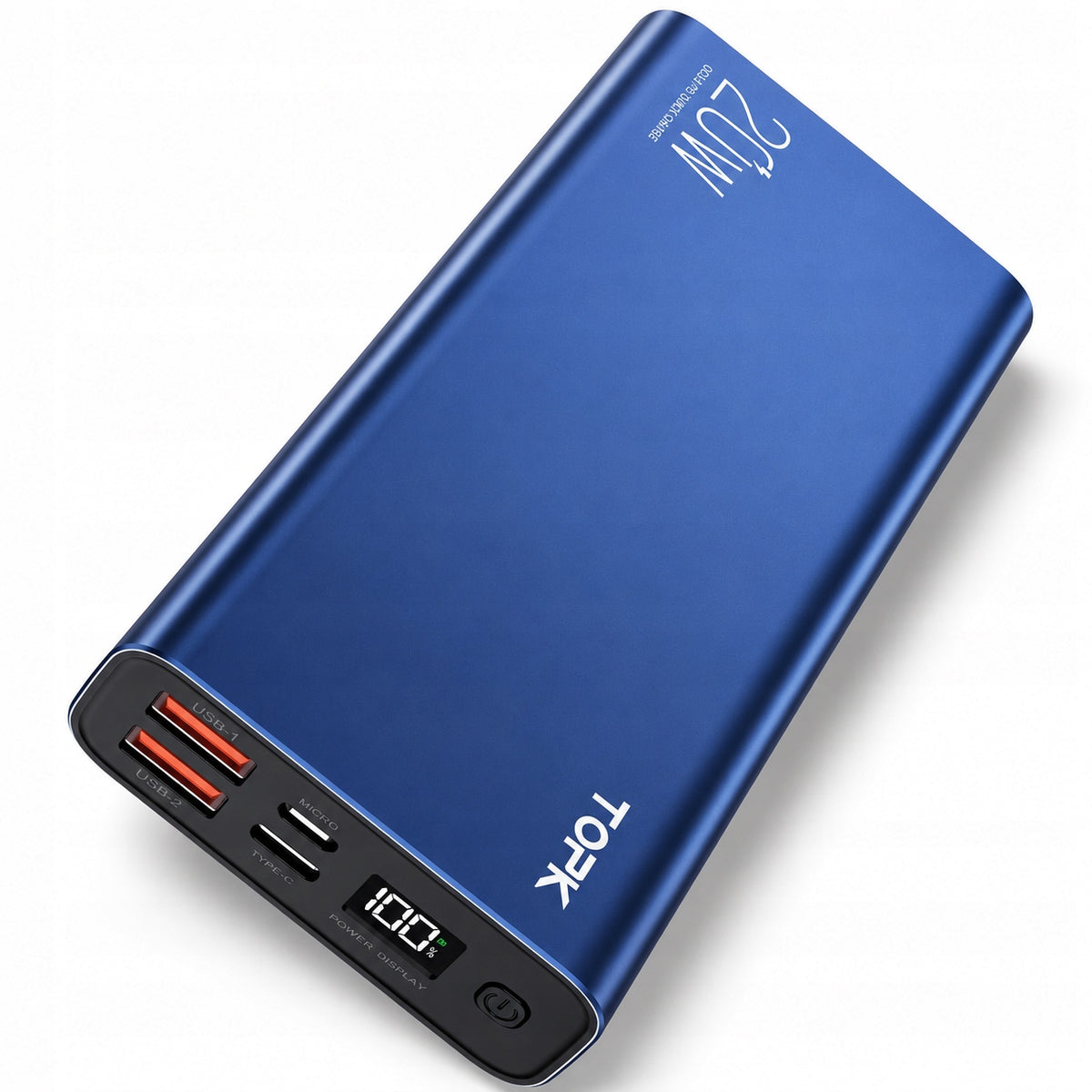 Powerbank fast charger PD 20W QC 3.0 USB C A micro 20000 mAh TOPK