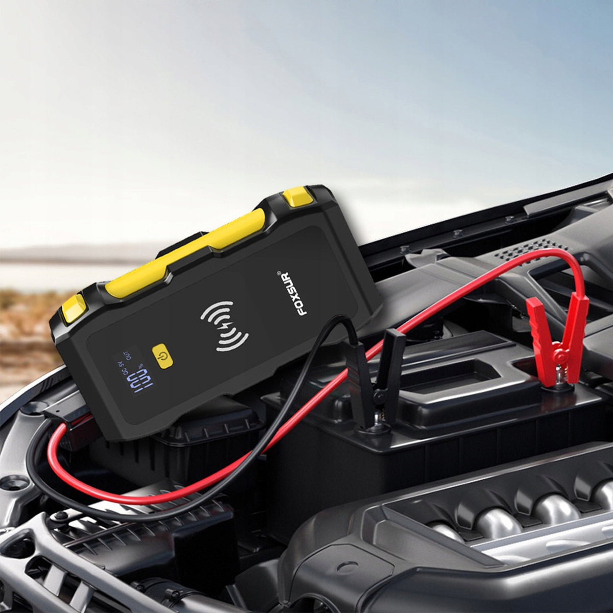 Powerful Jump Starter BOOSTER Power Bank Charger QI 39800 mAh FJS800 Manufacturer code BOOSTER FOXSUR FJS-800 Anytech 39800mAh 1200A