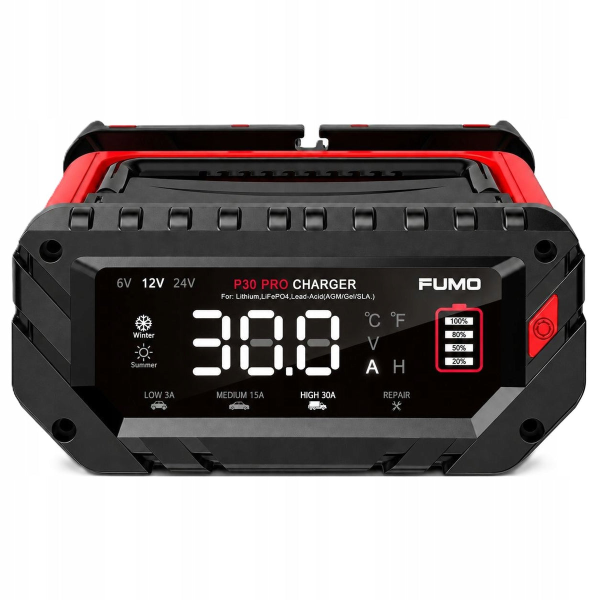 Powerful Smart Car Rectifier Battery Charger 24V 12V 30A Model FUMO PRO 3A / 15A / 30A 6V 12V 24V