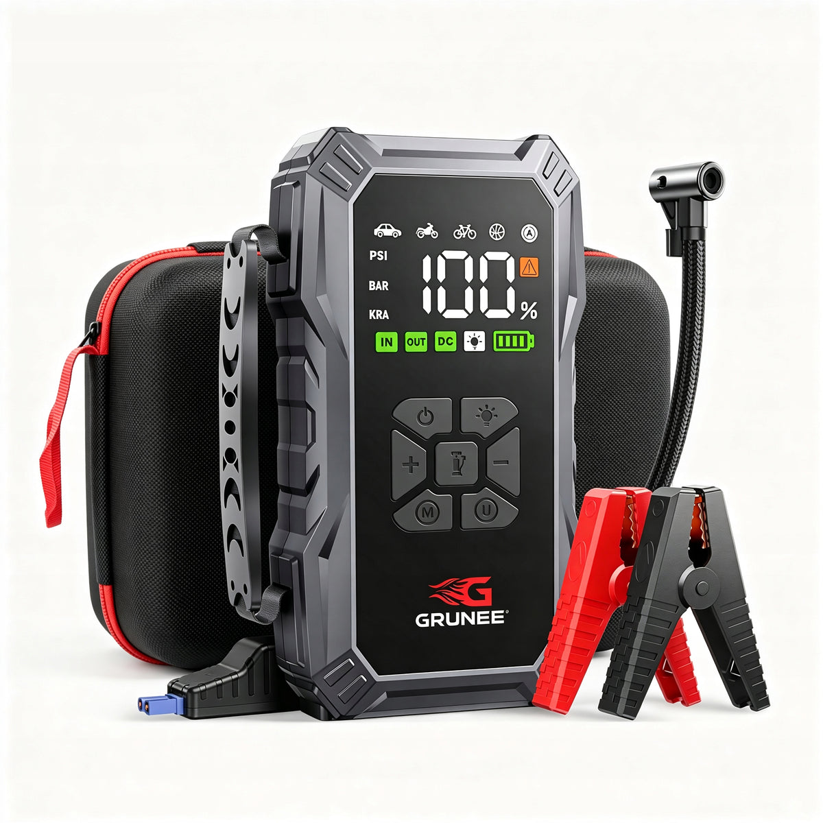 Powerful start JUMP STARTER 1500A 12000mAh + KOMPR.150PSI BOOSTER STARTER