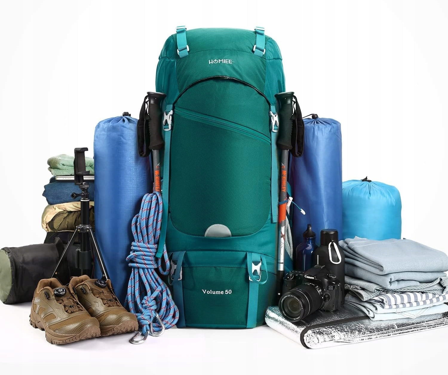 Practical SPACIOUS Hiking backpack HOMIEE 50L GREEN 41-60 l green 3036 Manufacturer code 31/9/ HOMIEE 50L