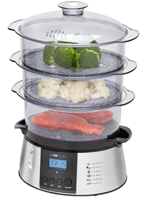 Practical Steamer Clatronic DG 3547 silver black 800 W LCD display