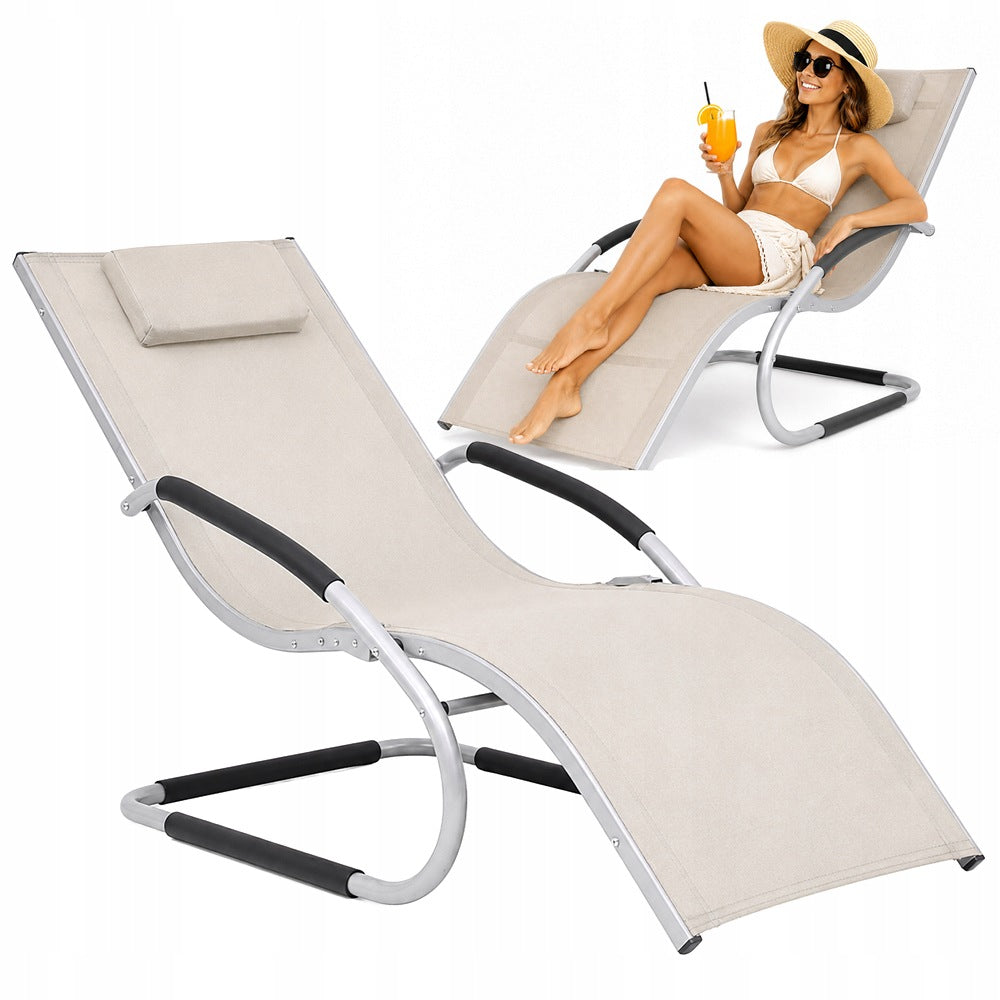 Premium Aluminum Garden Rocking Chair with Cushion Terrace EDEN Beige
