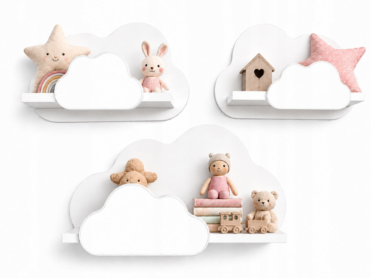 Premium Cloud Shelves Set of 3 Montessori Shelves for Children's Room
