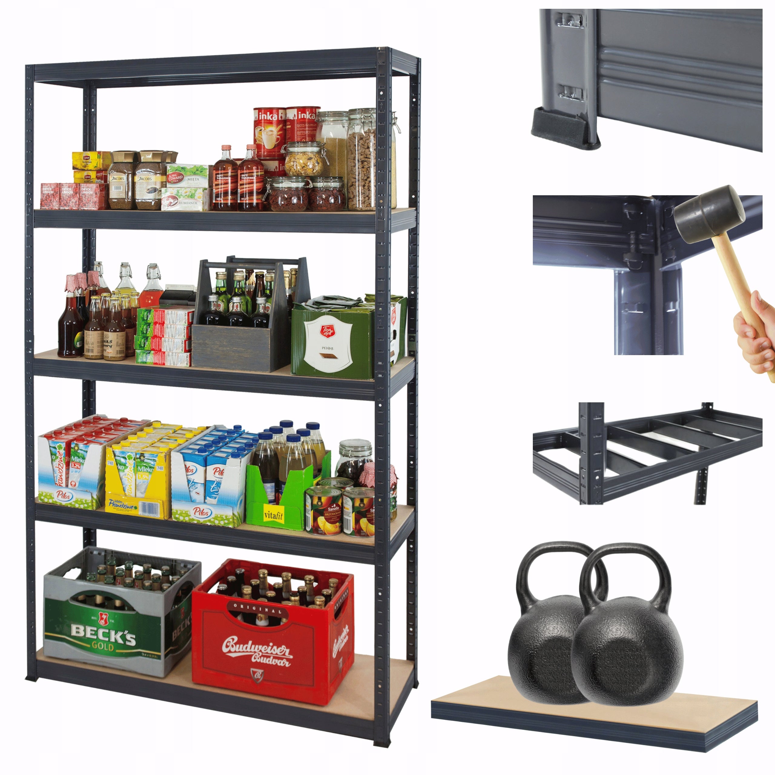 Premium metal storage rack HELIOS 180x150x45cm 5Px275kg DURABLE