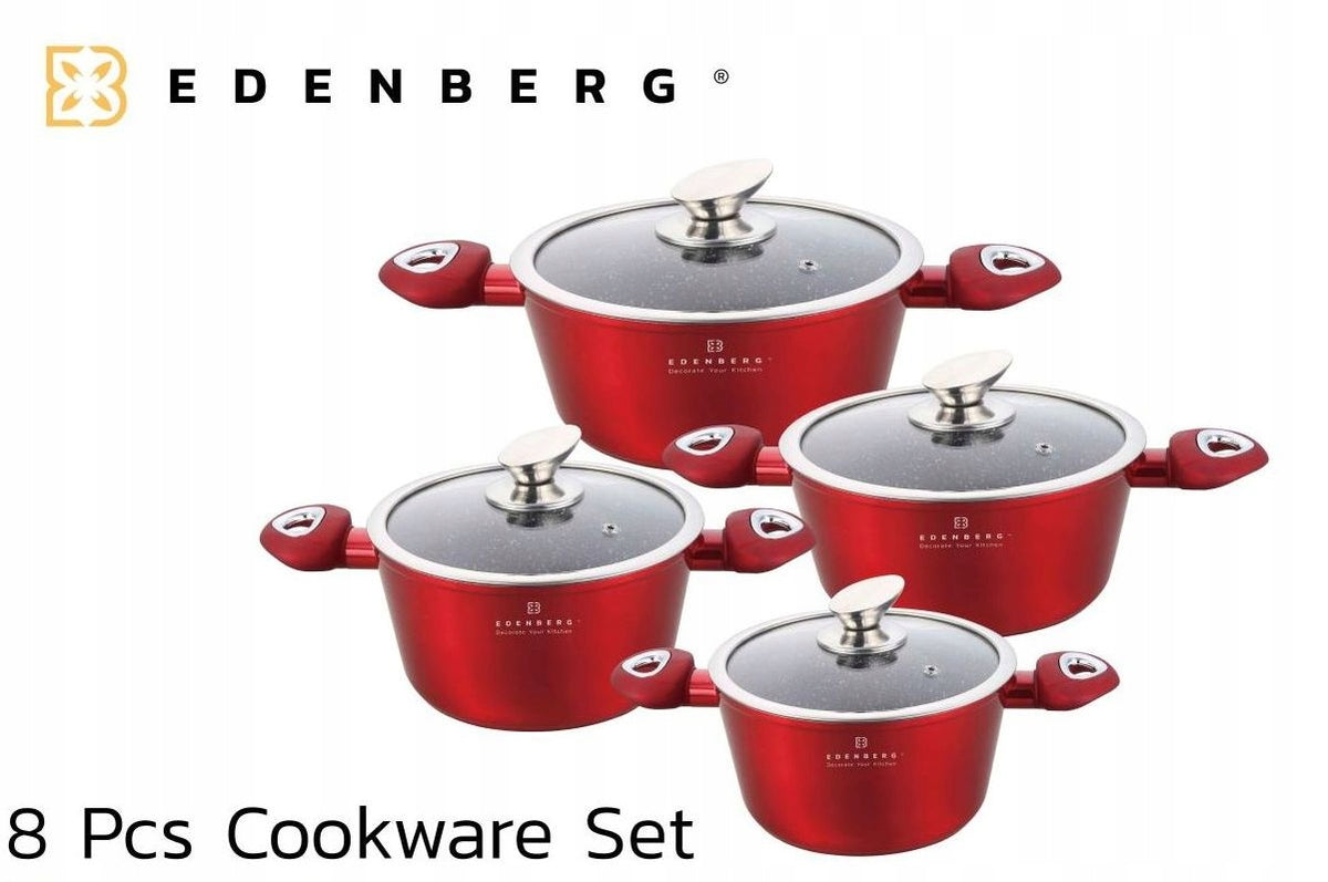 Premium pot set Edenberg aluminium red marble 8 el.EB-7433 Manufacturer code EB-7433