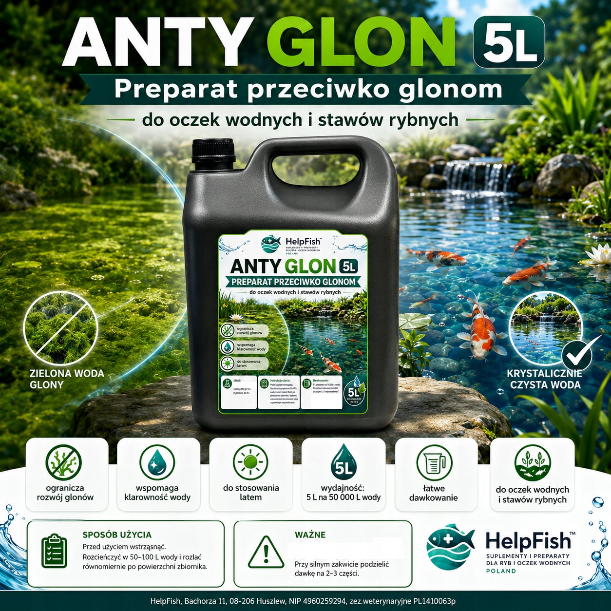 Preparation for pond water removes filamentous algae 3l Packaging status original