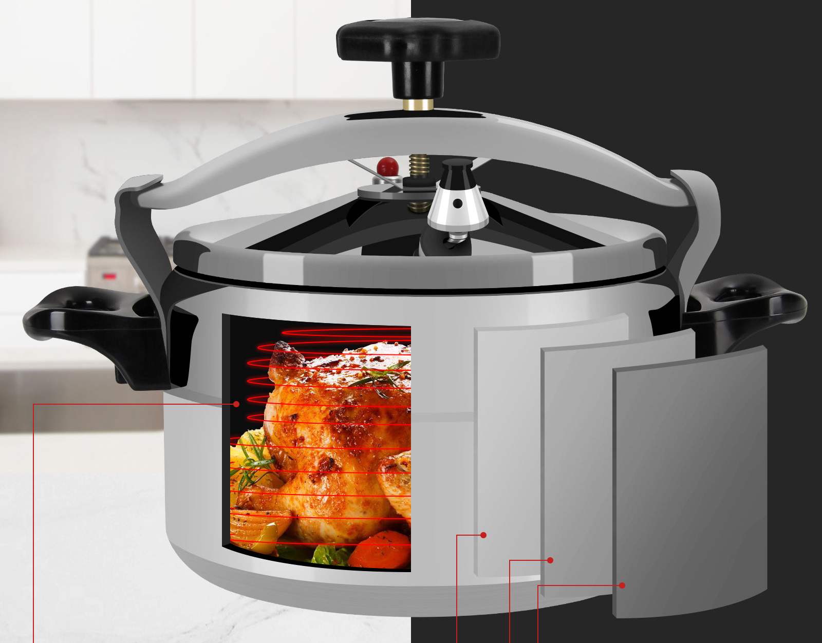 Pressure Cooker Aluminum Pressure Pot 15 Liters For Gas Induction Packaging status original