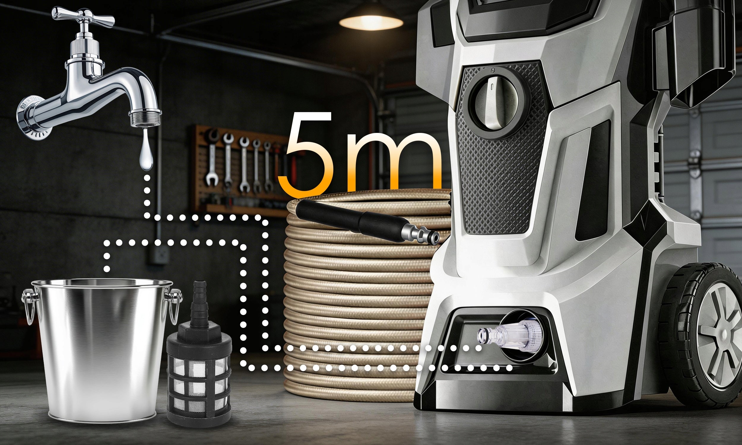 Pressure Washer Strong 260 Bar 2500W For Cleaning Cube Self-Suction Cars Maximum power 2500 W