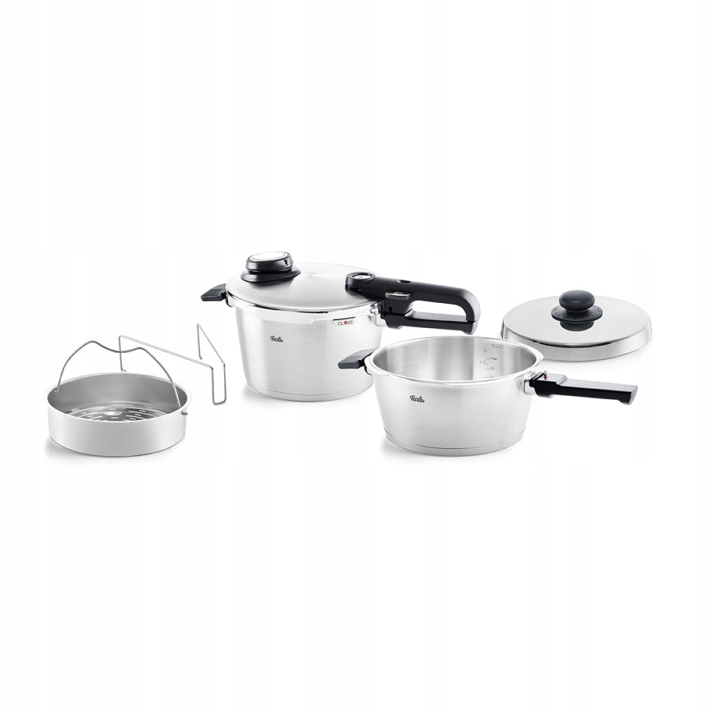Pressure cookers with steaming cartridge steel FISSLER 6el K2