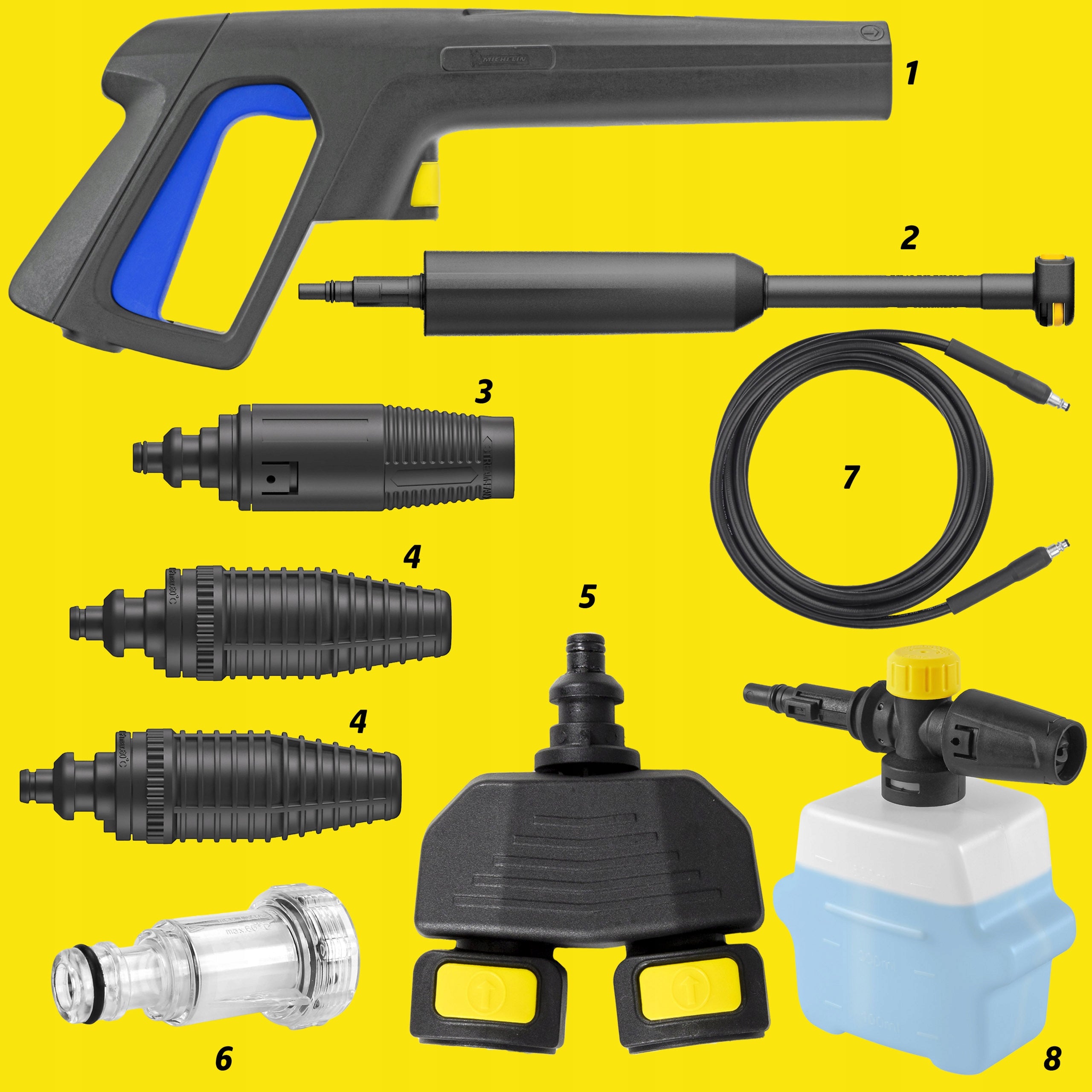 Pressure washer MICHELIN TWO PUMPS Flow rate 810L/H 2x TURBO nozzle 2500W Maximum power 2500 W