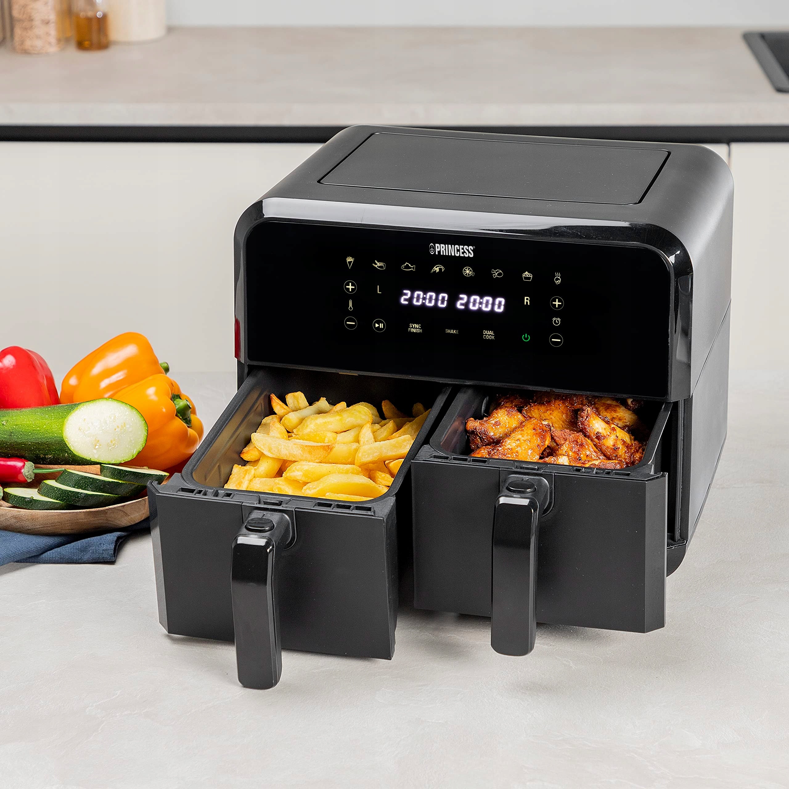 Princess Double Basket Air Fryer, Black Brand Princess