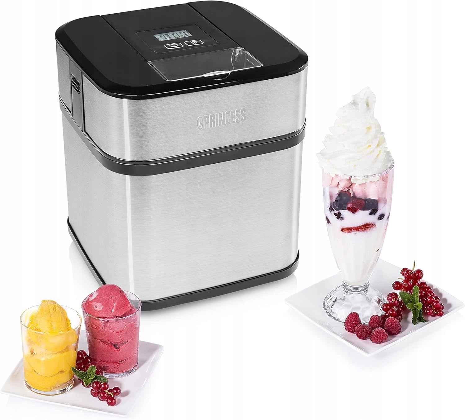 Princess Ice cream machine 1 5 liters capacity LCD Silver 282605 Dominant color silver/gray