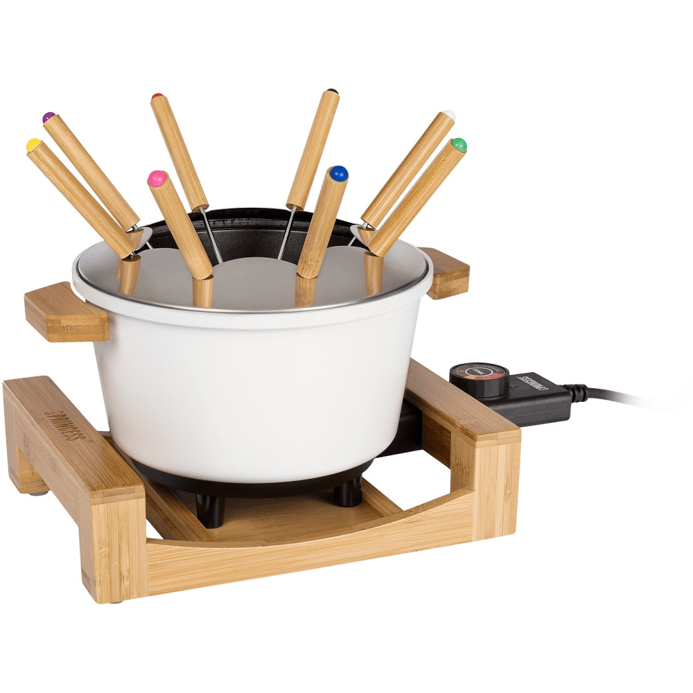 Princess Premium Pure 800 W White Bamboo 1,5L Fondue Set for 8 People