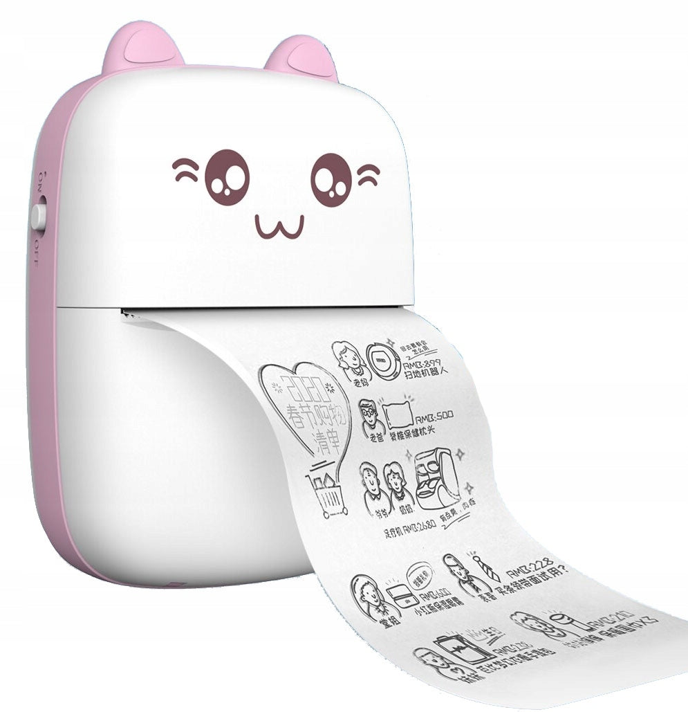 Print Mini Kids Printer Thermal Kitten Bluetooth + 6 Rolls Paper Manufacturer code Drukuś Drukarka Termiczna Mini DBT1