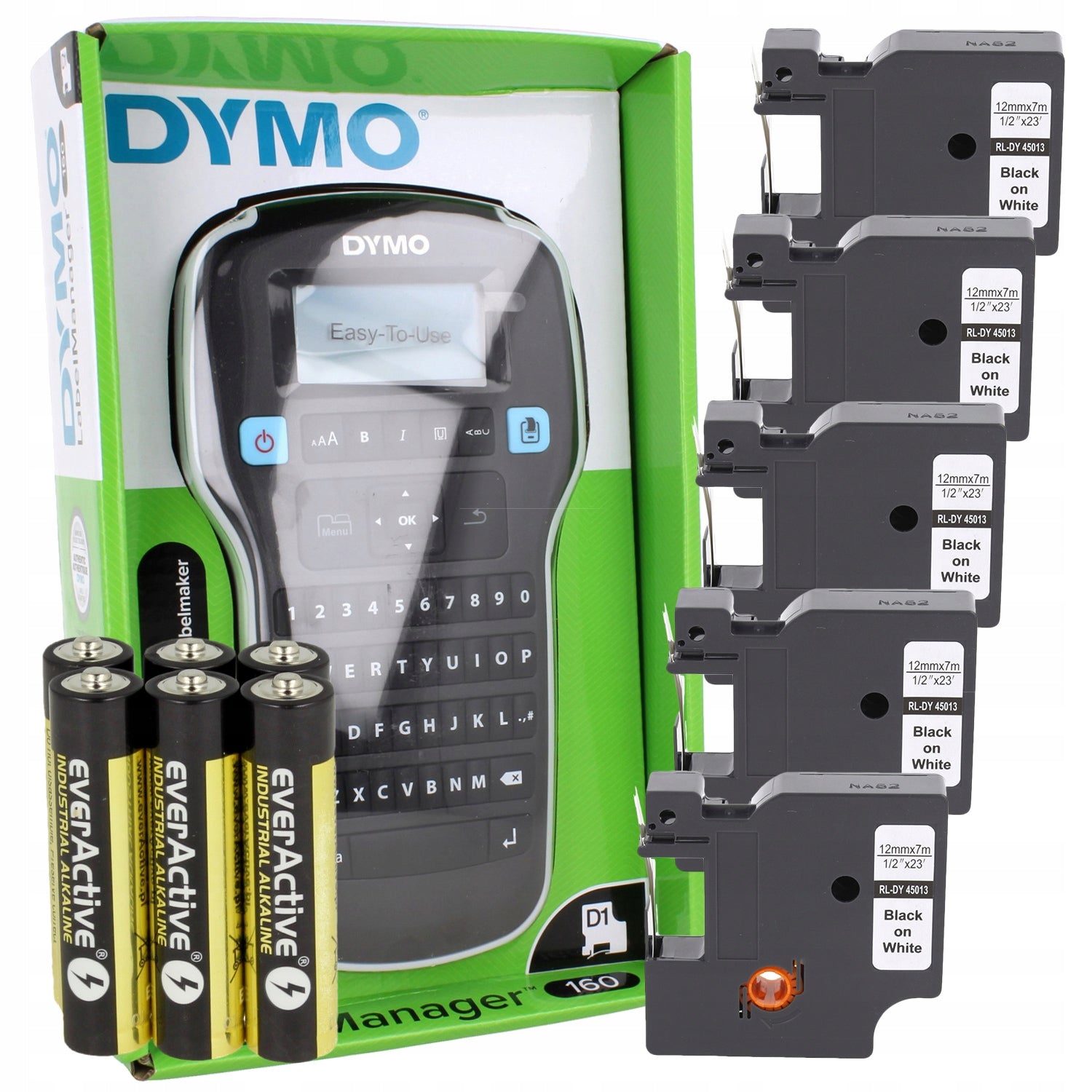 Printer DYMO LabelManager160 LM160 + 5x tape D1 45013 + 6 batteries FREEBIE