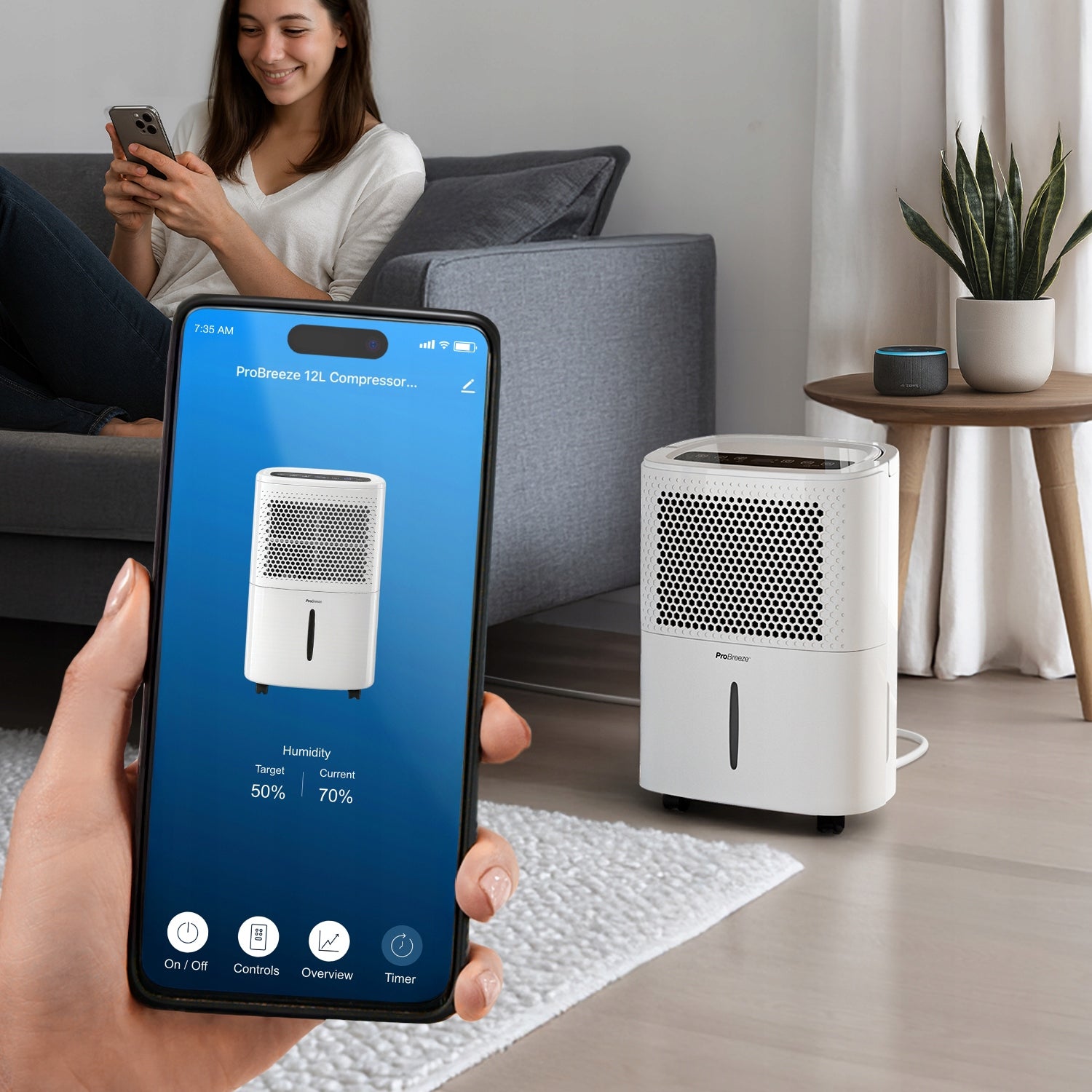 Pro Breeze 12L Osuszacz Powietrza z Wbudowanym Higrostatem i Smart App Manufacturer code PB-D-06W-W-EU