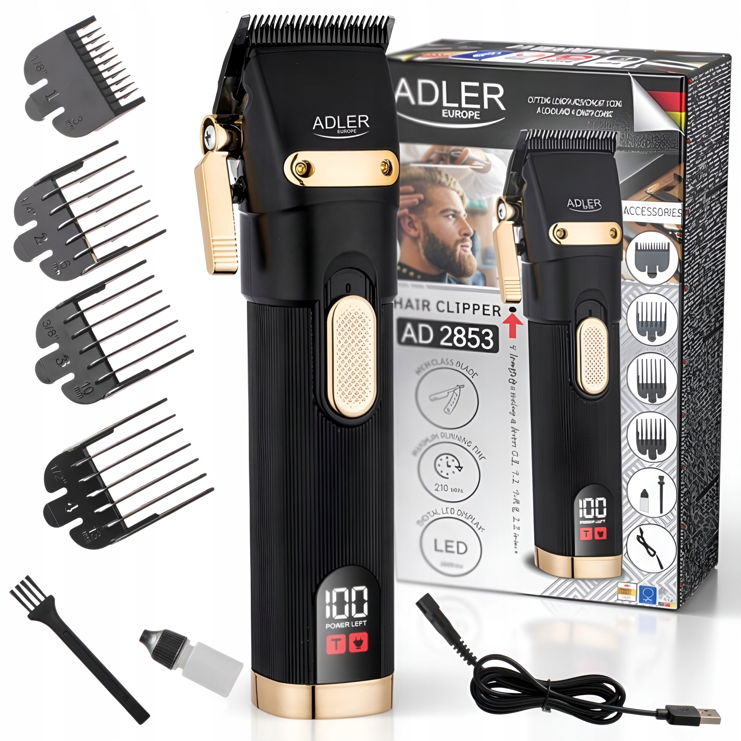 Professional Beard Hair Clipper Powerful LCD Rechargeable Battery