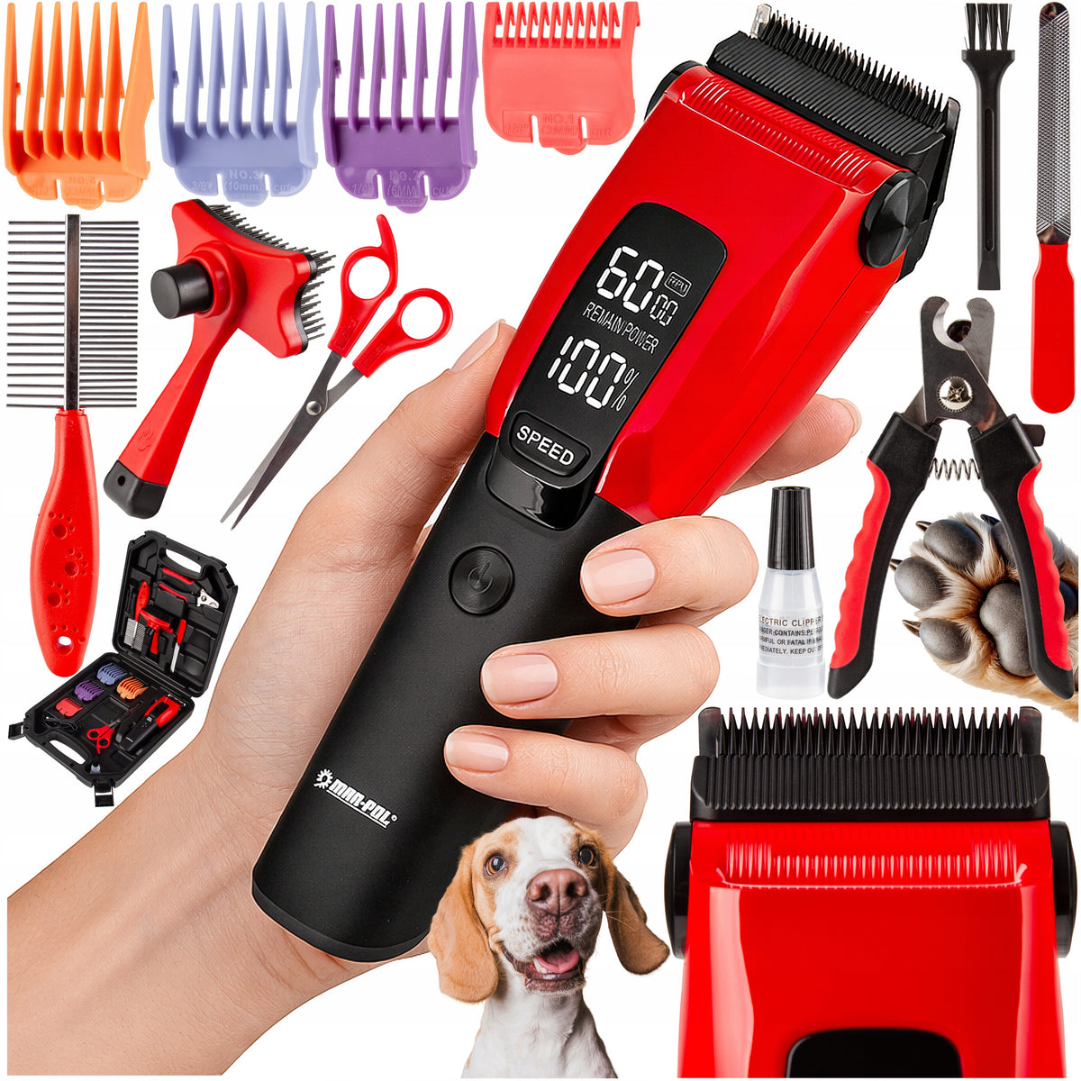 Professional Dog Hair Clipper Silent Trimmer for Dog MAR-POL 12in1
