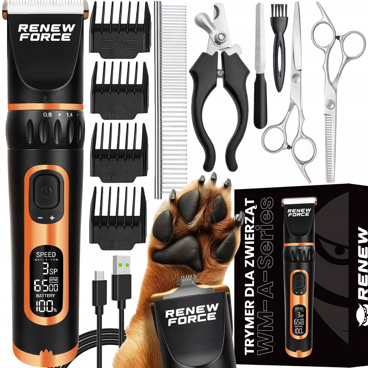 Professional Dog Hair Clipper Silent Trimmer for Dog Shaver 9in1