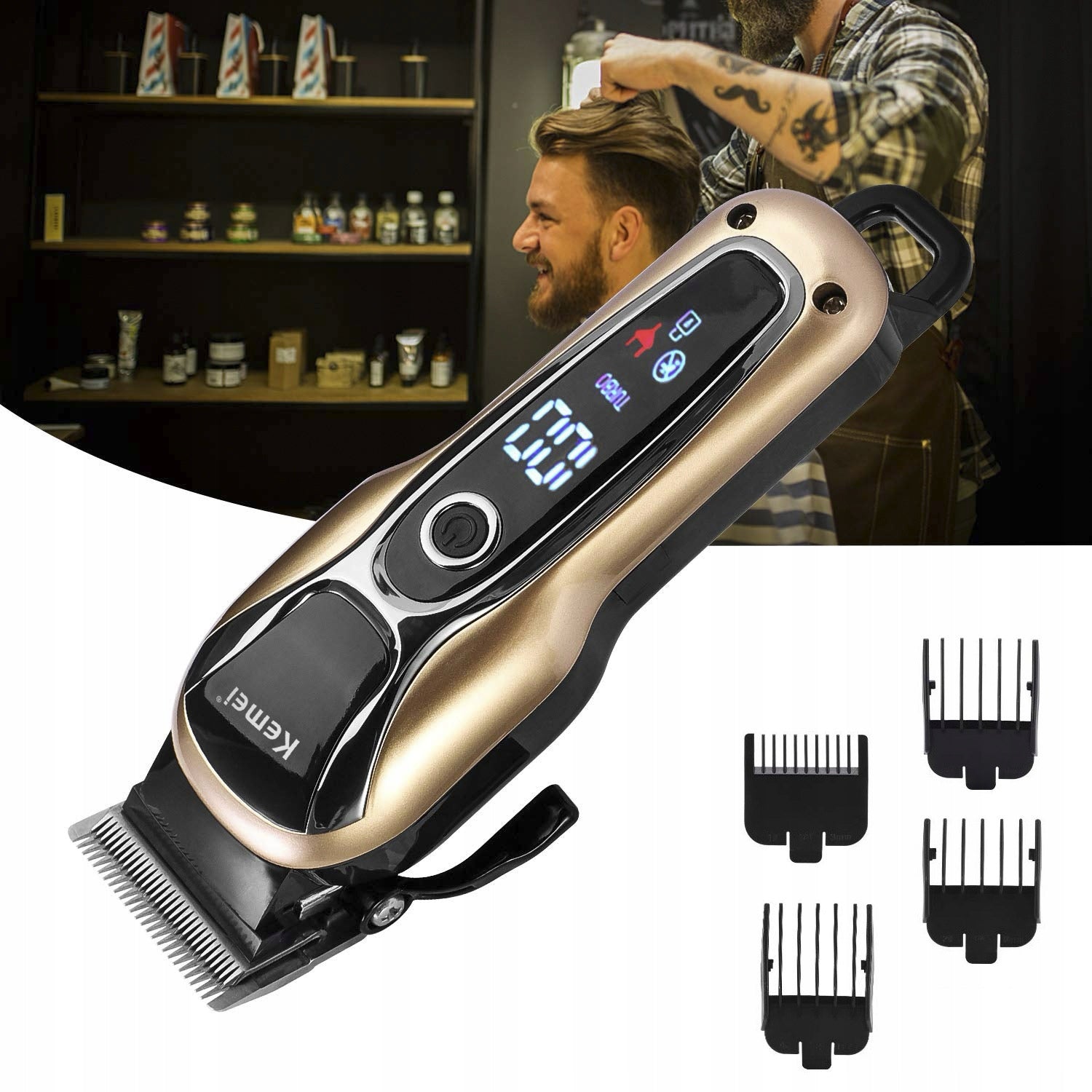 Professional Hair Clipper BRODY Trimmer KEMEI barber LED Brand Kemei