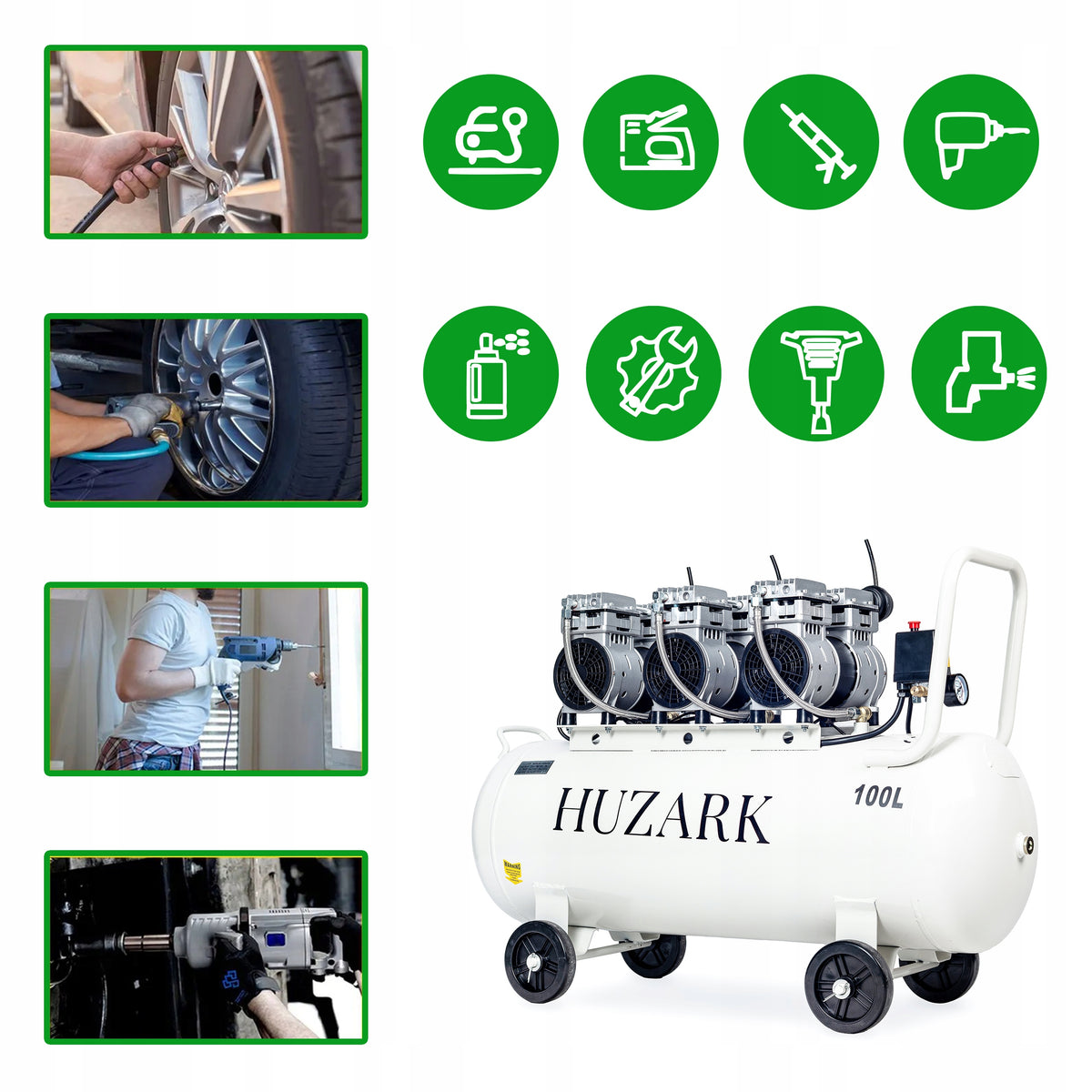 Professional Oil Free Compressor 100L 8bar Real Parameters 392l Brand no brand