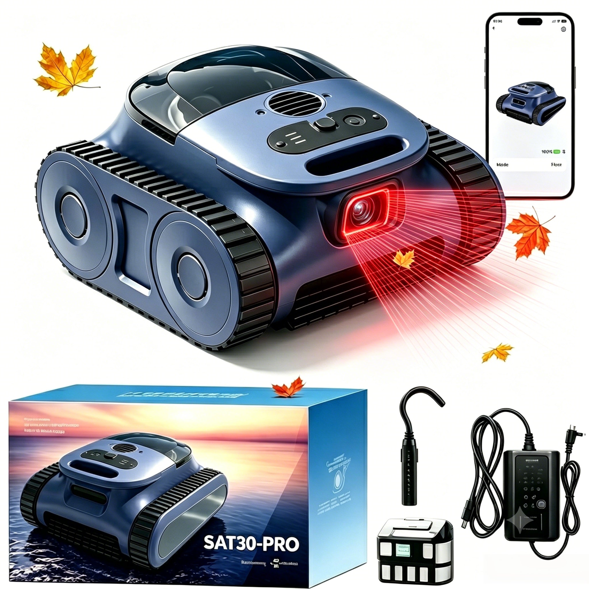 Professional Pool Robot SAT30-PRO 180W APP AI 200m² IPX8