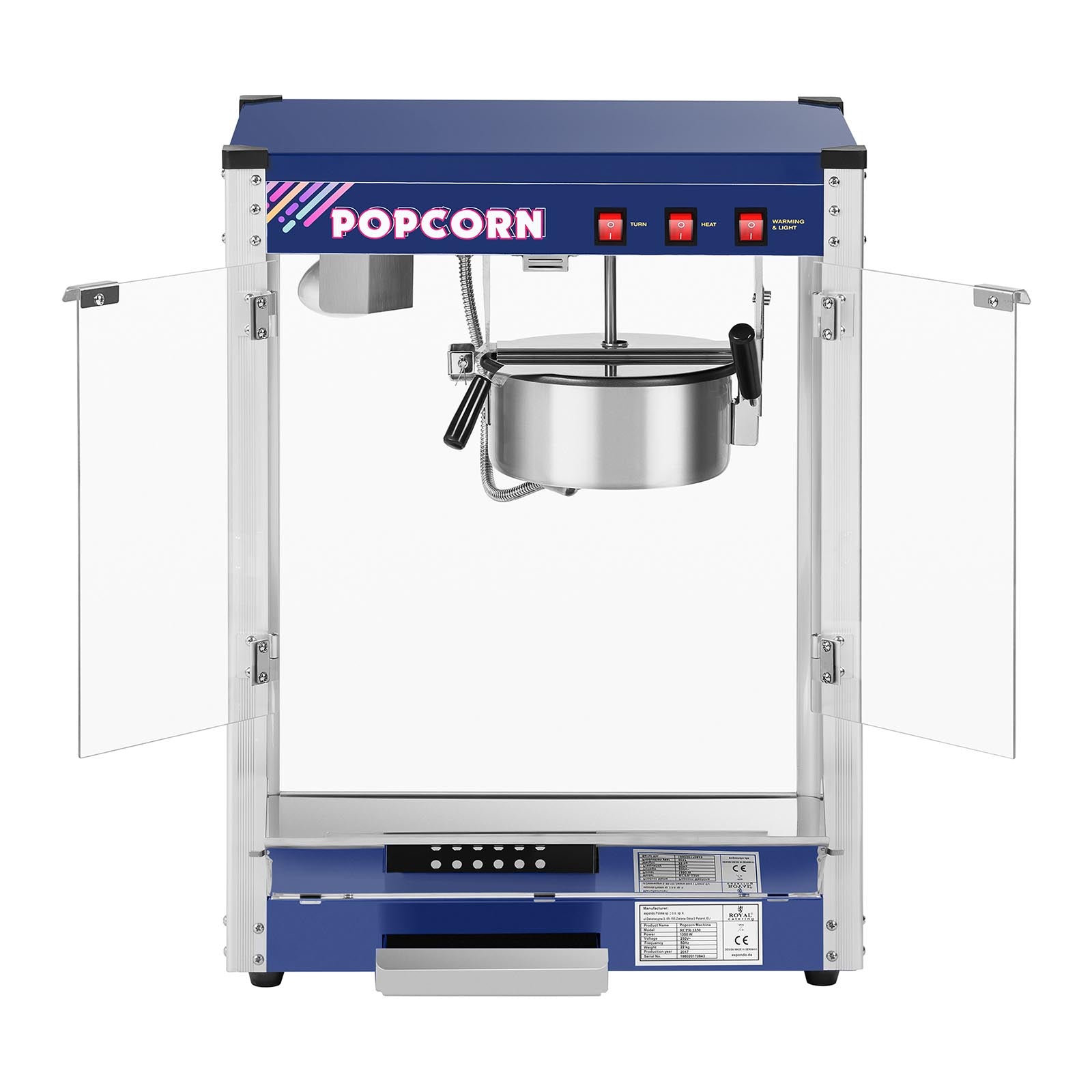 Professional Popcorn Machine 8 oz 1350W / RCPR-1350 / 10010842 Brand Royal Catering