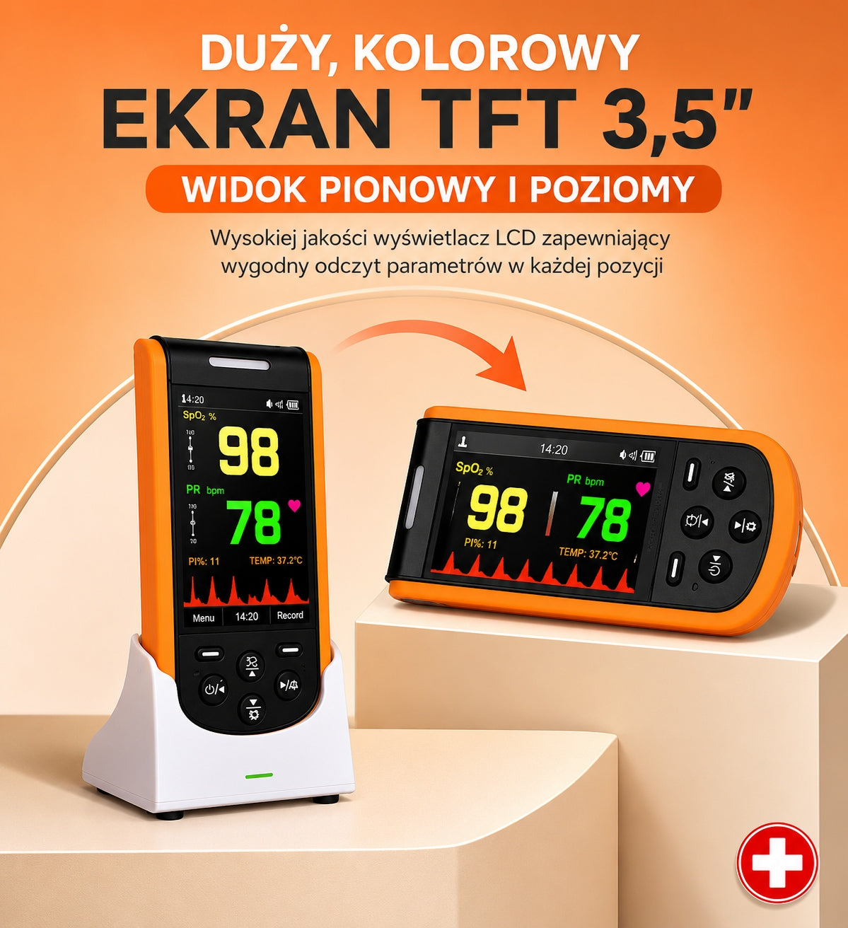 Professional medical pulse oximeter for newborns of children and adults with APP Medical device yes