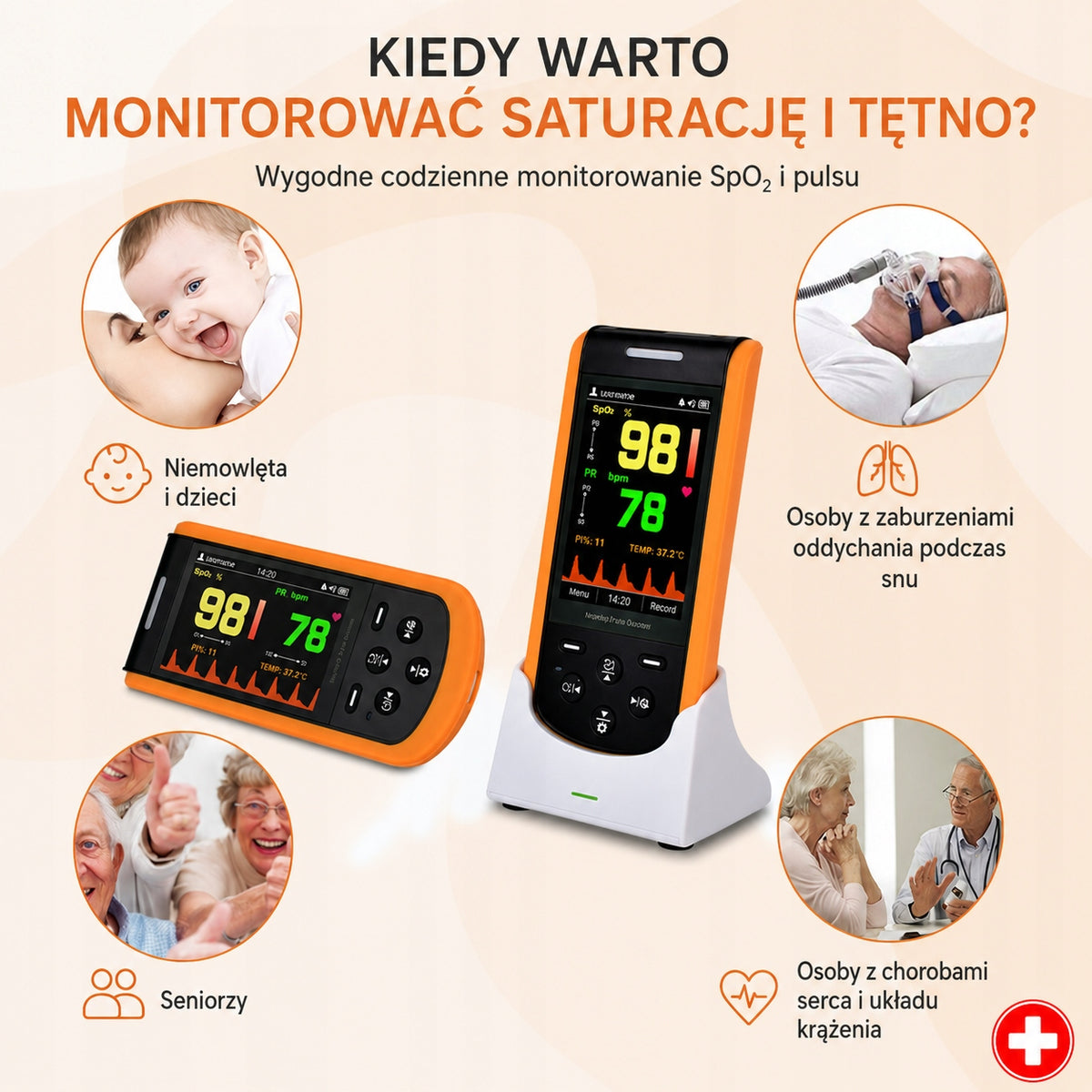 Professional medical pulse oximeter for newborns of children and adults with APP Packaging status original