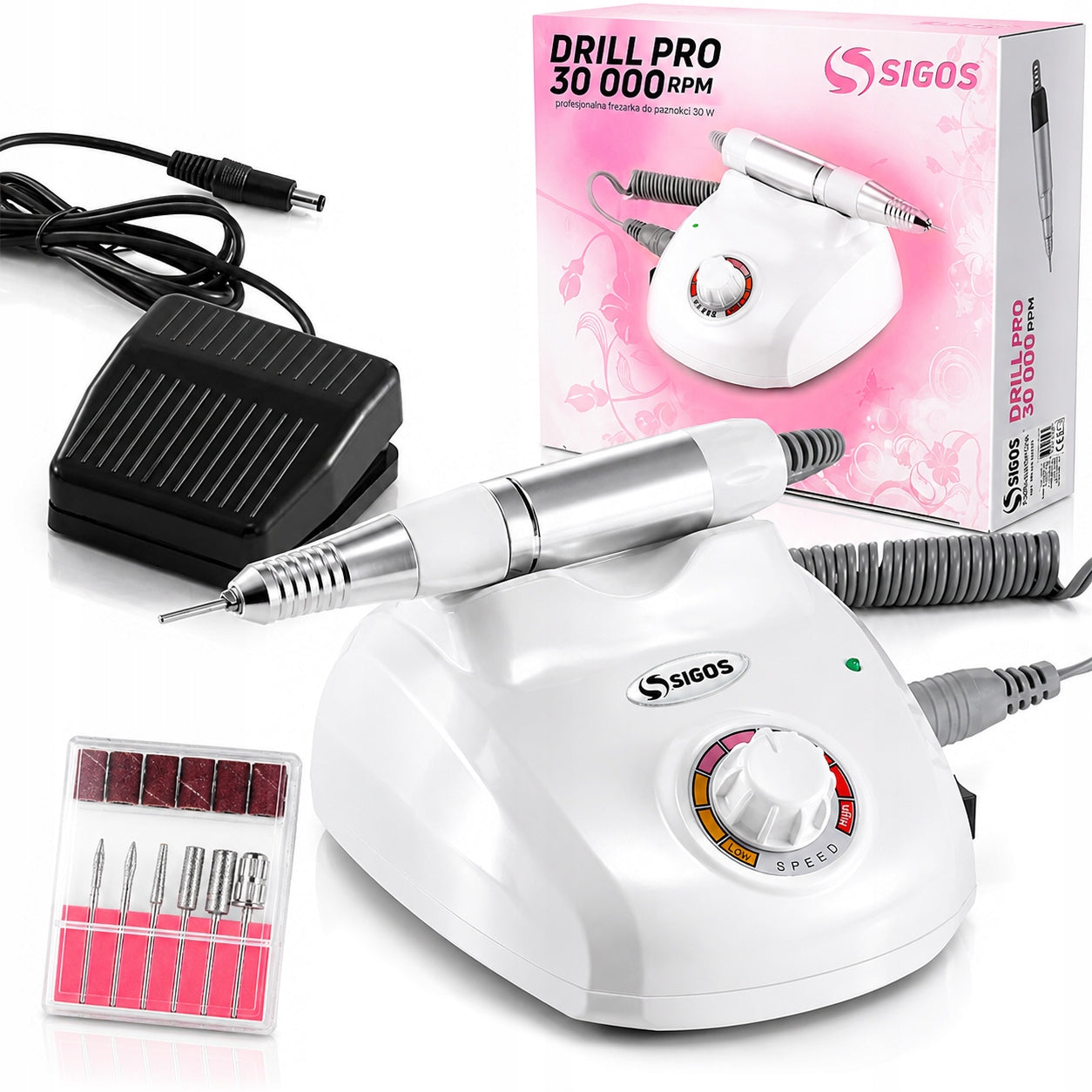 Professional nail milling machine 65W 30000 RPM + cutters