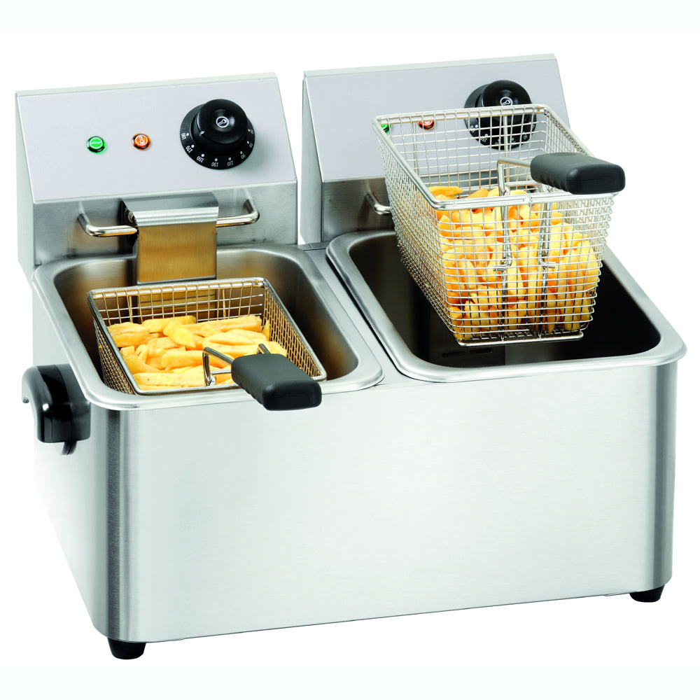 Professional steel double fryer 2x 4l