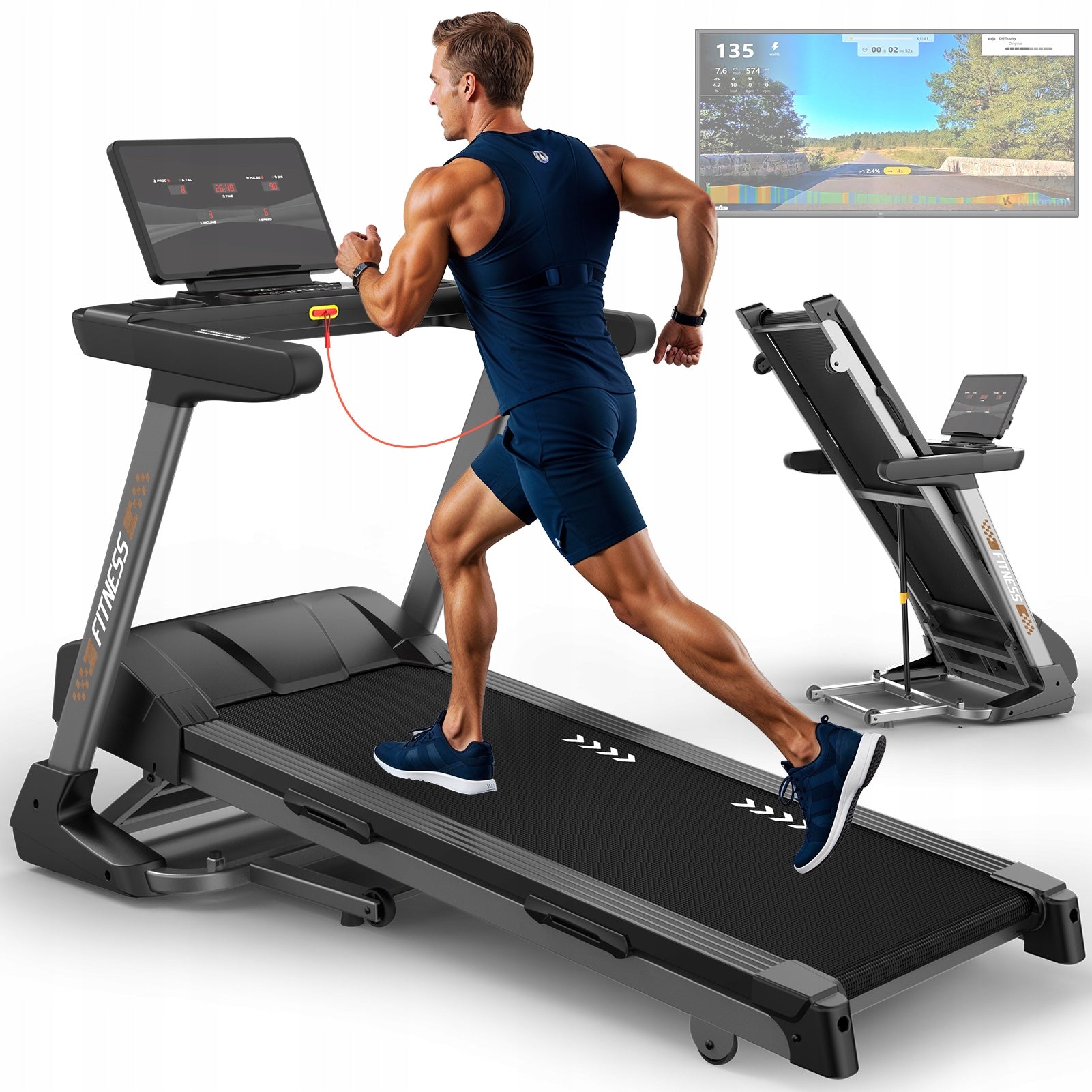 Professional treadmill 4.5KM, 18km/h, 18 auto-incline, 150KG, quiet <50dB