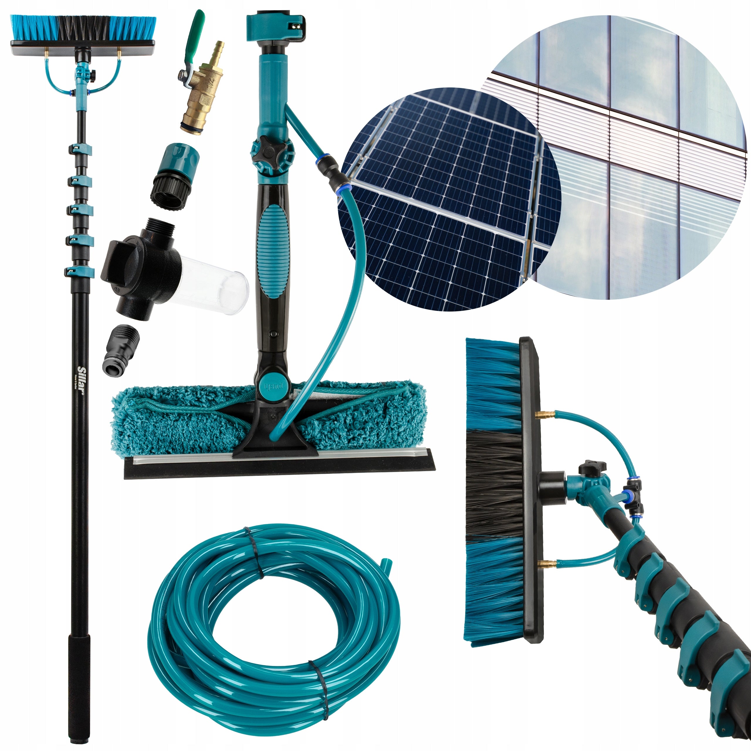Professional washer telescopic brush 7m washing photovoltaic panels