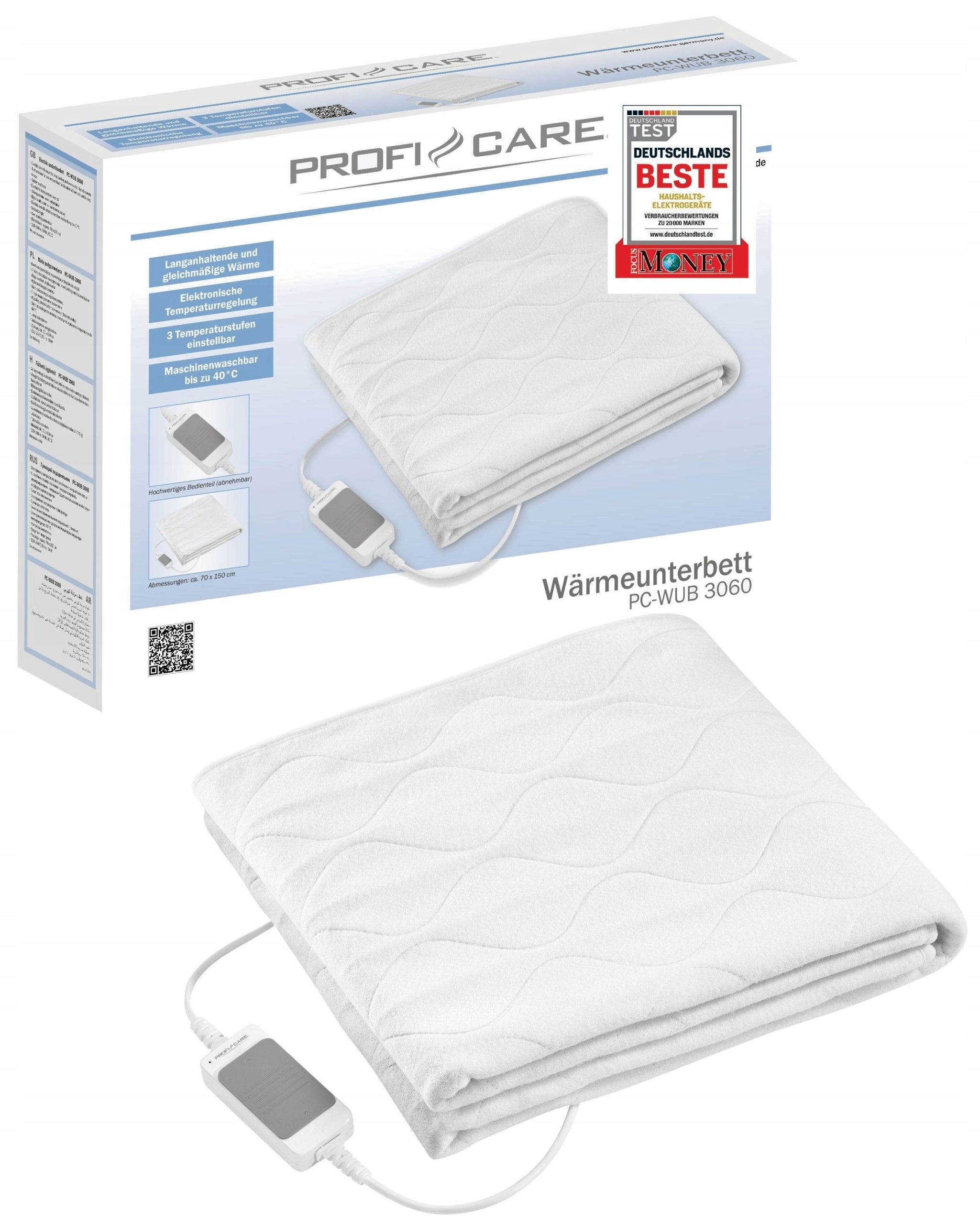 ProfiCare Electric underblanket PC-WUB 3060 white Color white