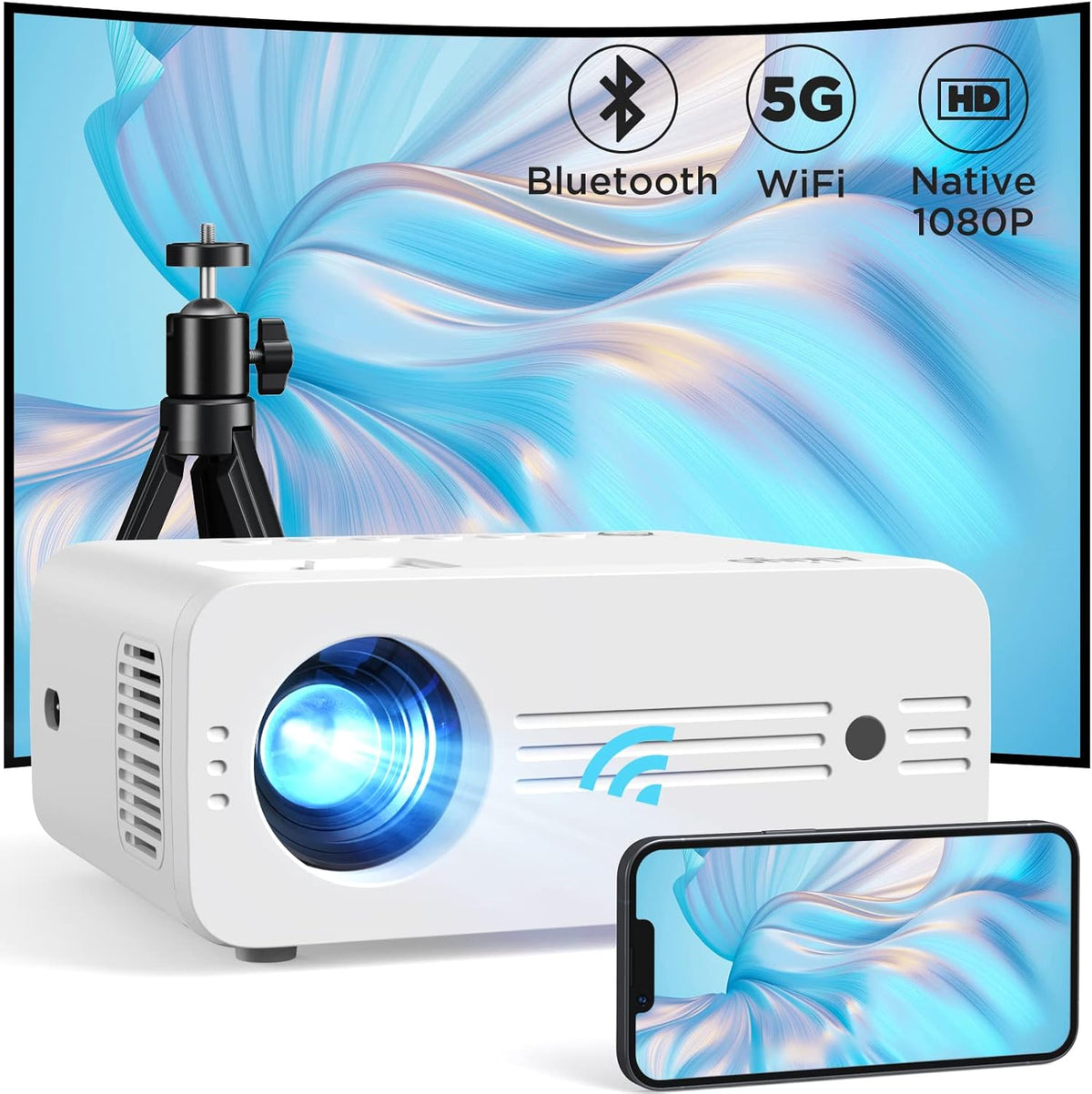 Projector Akiyo O7 Full HD 1920x1080 wi-fi HDMI USB 19x15,8x8,6 cm