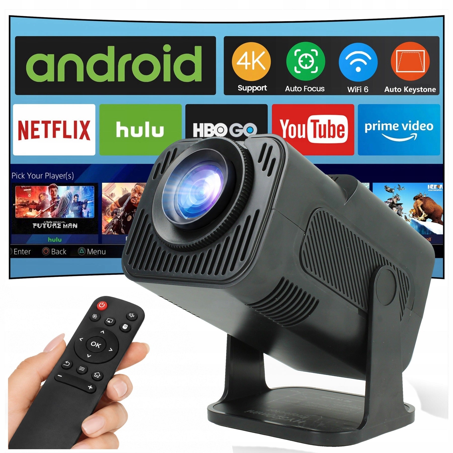 Projector HY320mini Projector LED Android 11 Smart TV WiFi Bluetooth Netflix Packaging status original