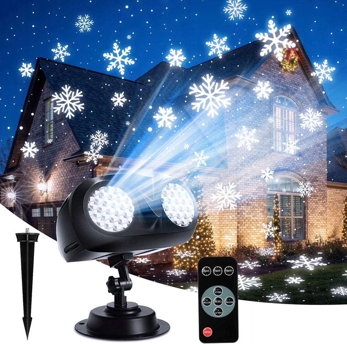 Projector LED winter light decoration for court cable 5m snow remote control