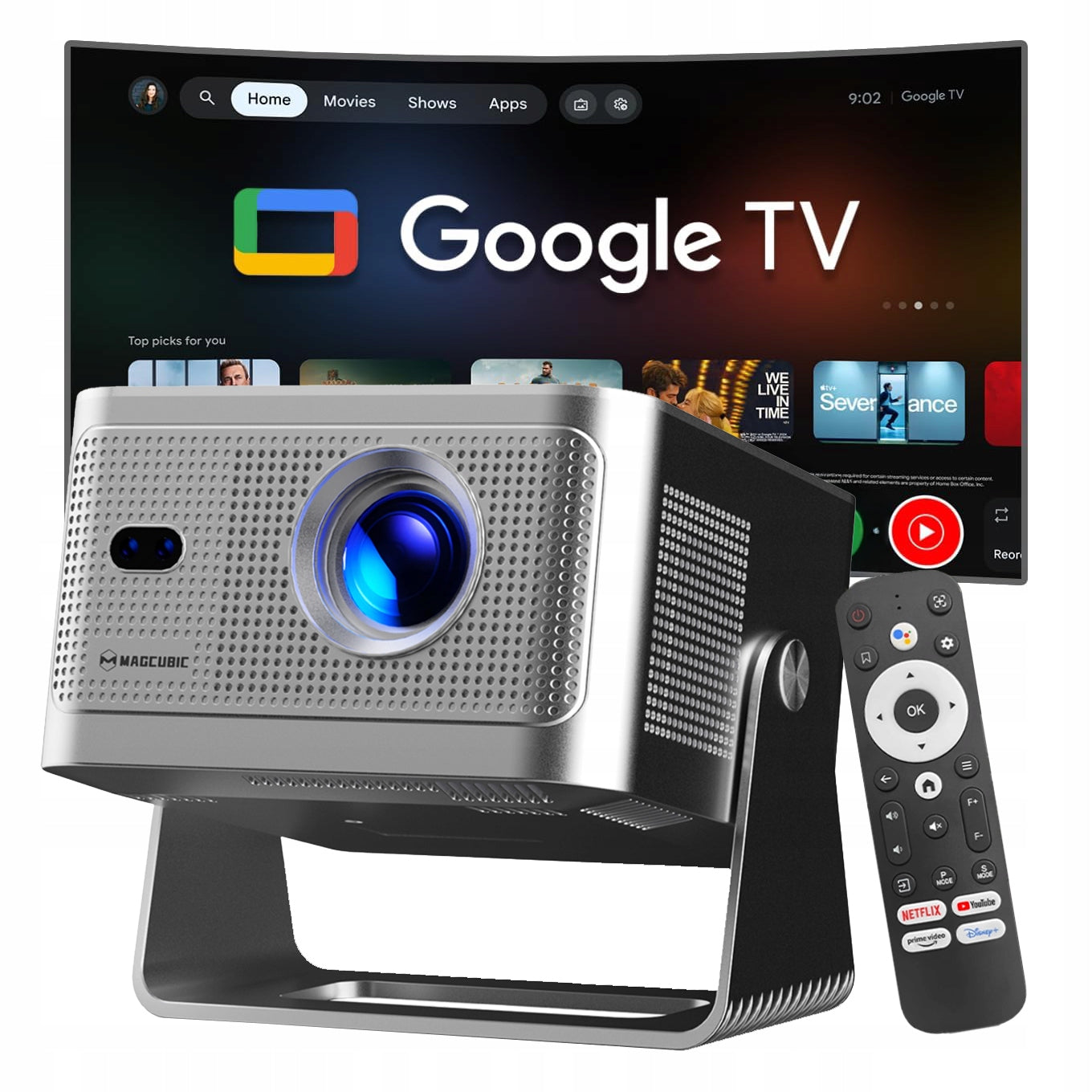 Projector Magcubic HY350 GTV grey Google TV OS 1080P dual WiFi BT 5.4 180°