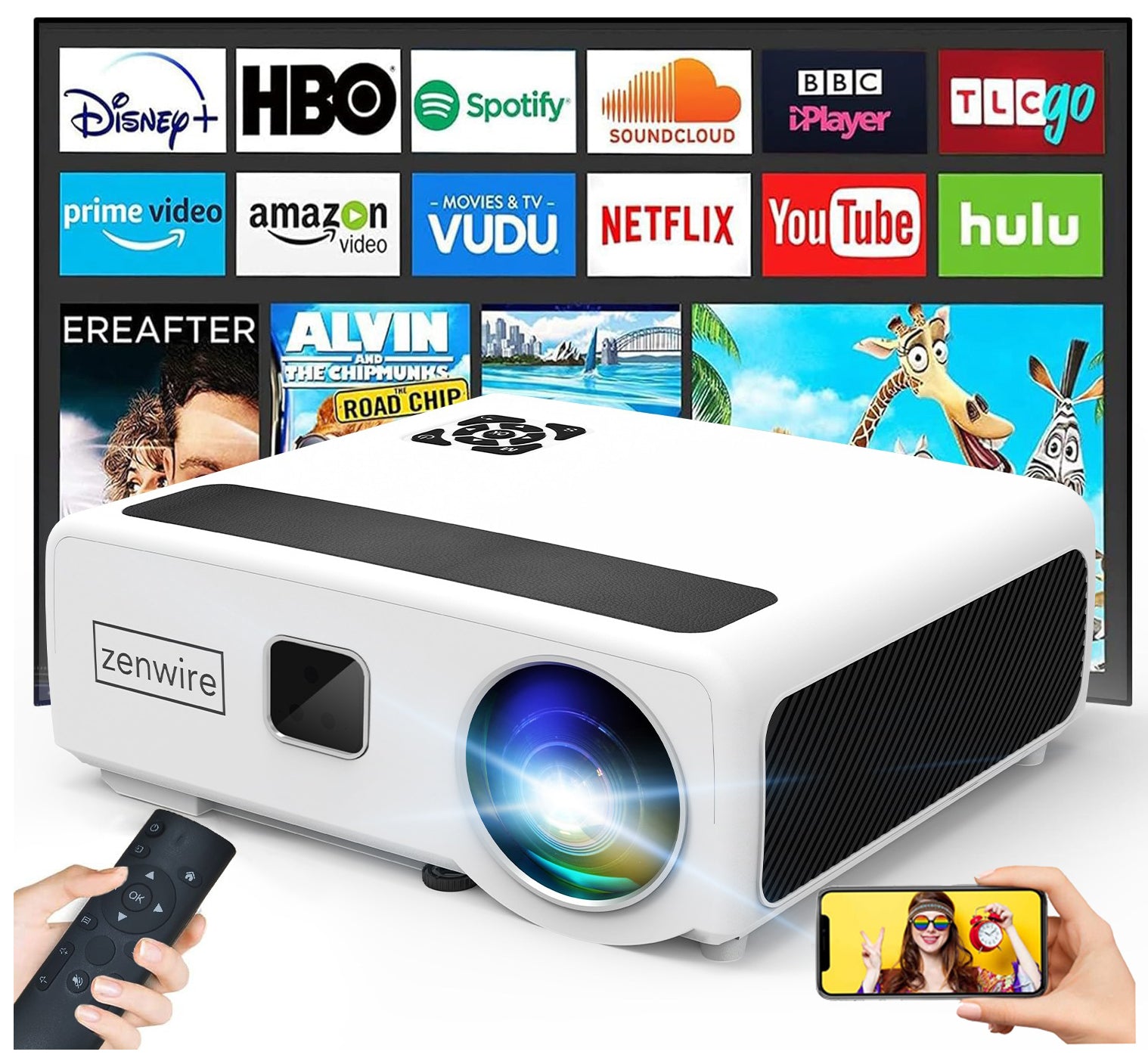 Projector Portable LED Built-in Speaker for Home Theater WiFi