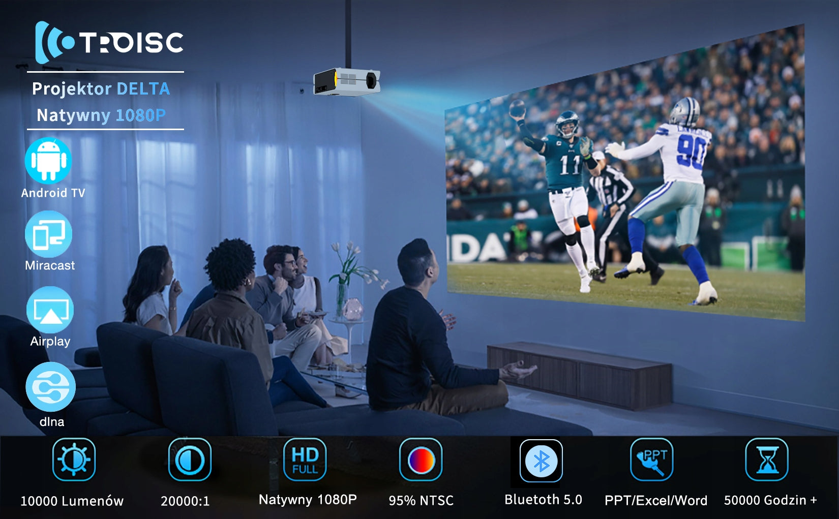 Projector TROISC DELTA Android WiFI Bluetooth 1080P Full HD 10000lm Packaging status original