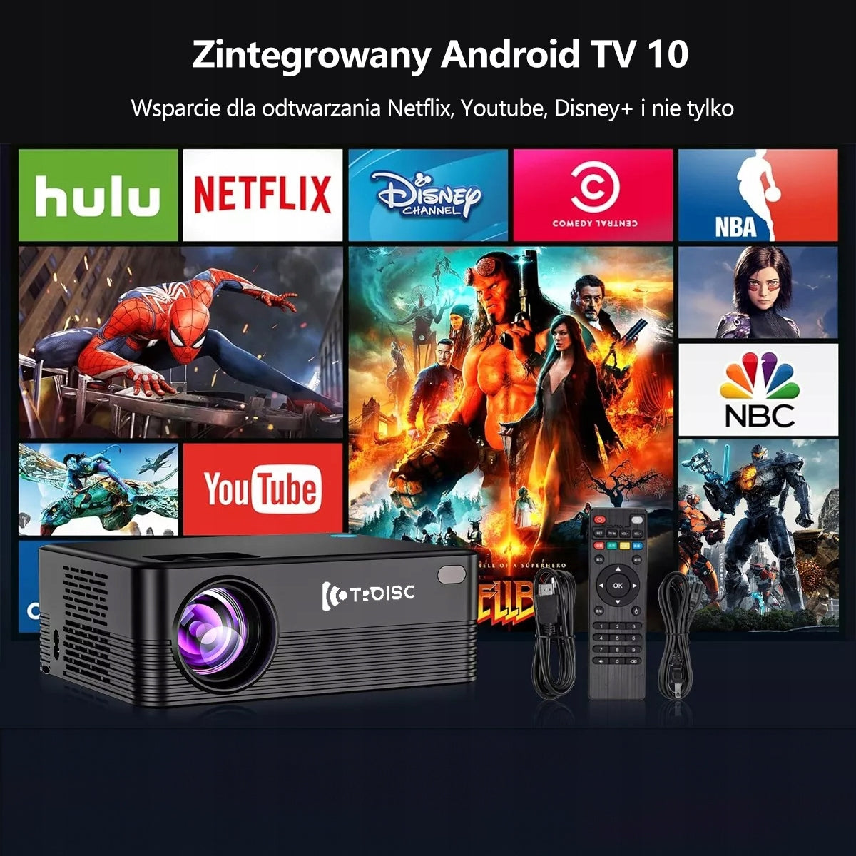 Projector WiFi Projector 5G 6000 Lumens Portable Android TV Zoom Bluetooth Packaging status original