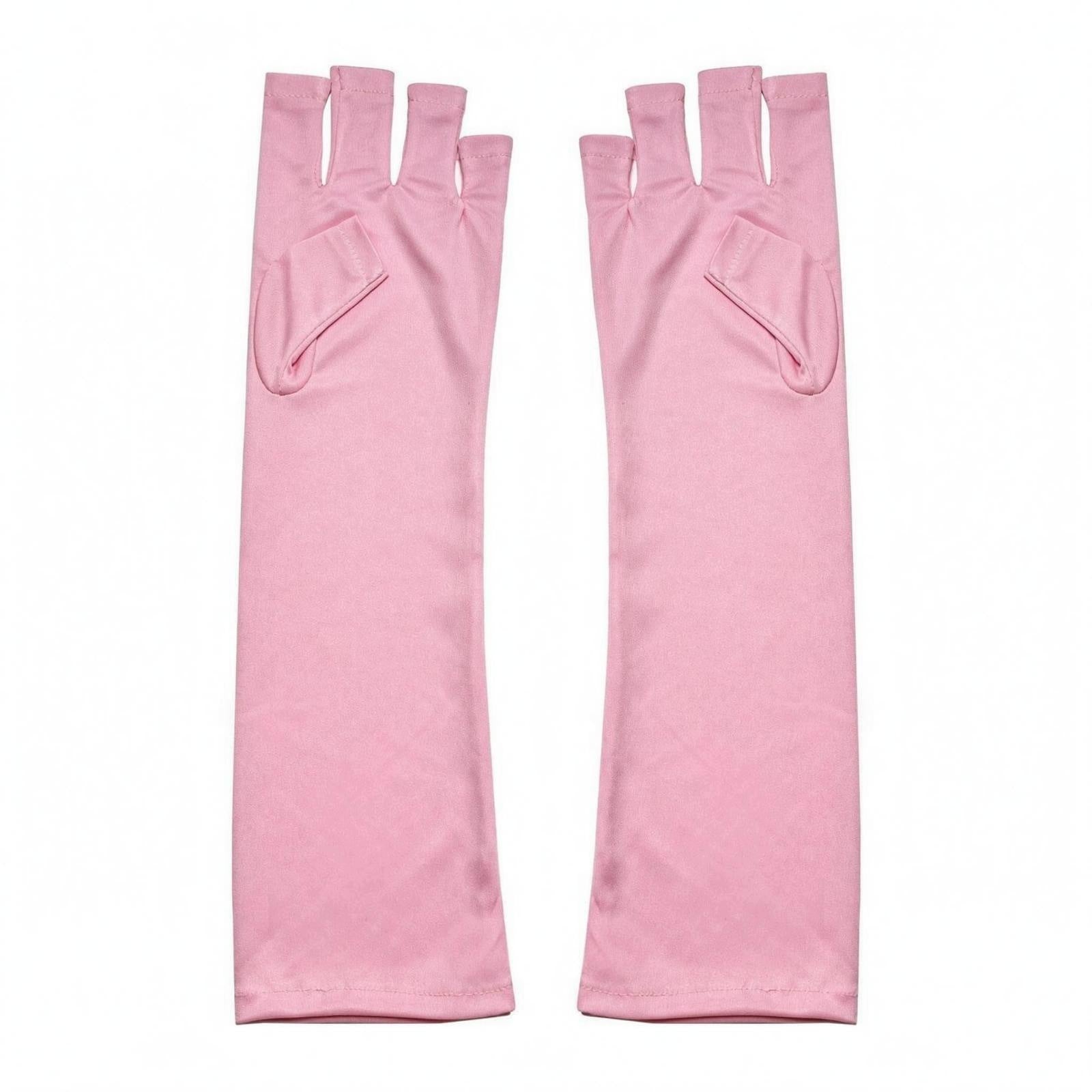 Protection Gloves Lightweight Nail Art Accessory Fingerless Glove Long Pink