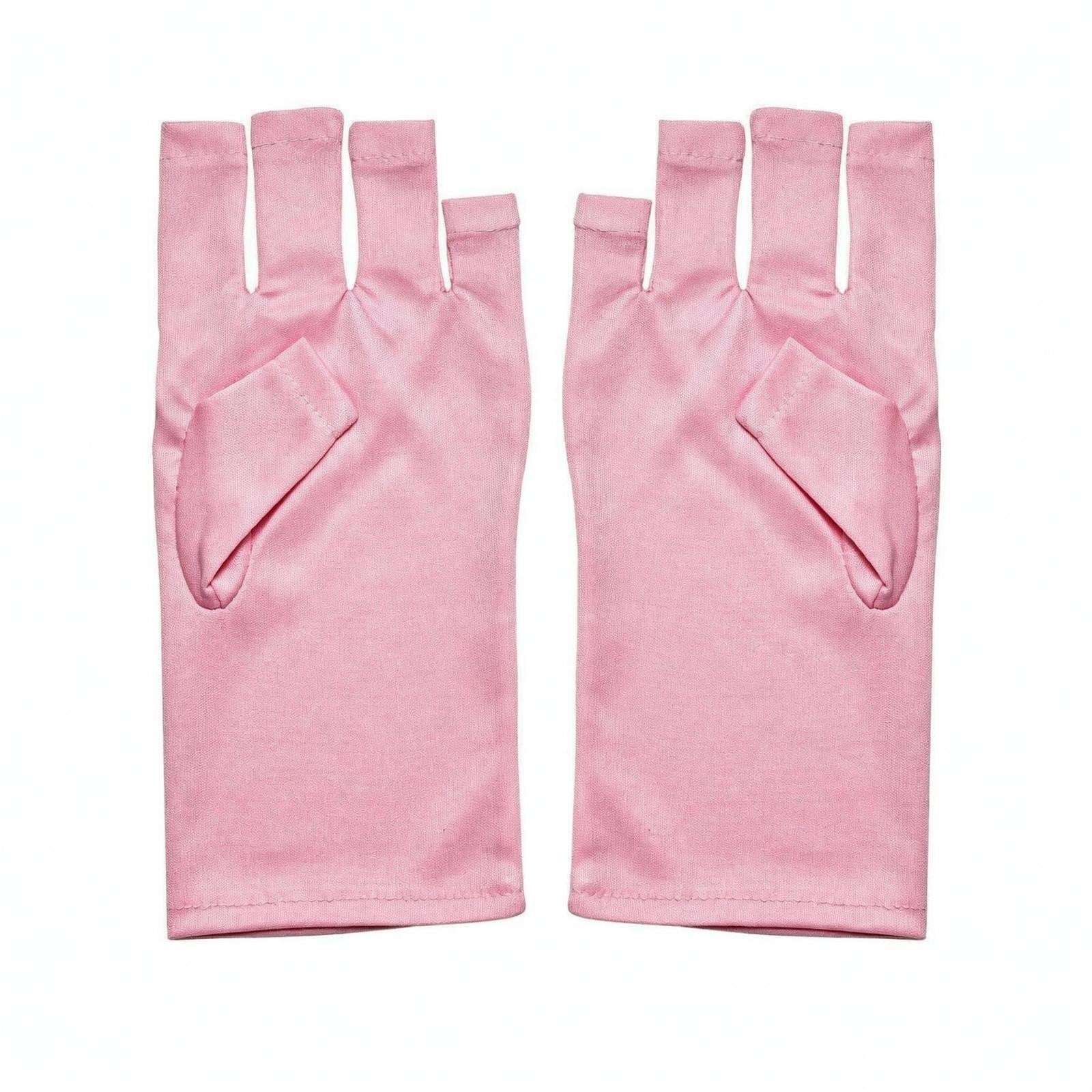 Protection Gloves Polyester Material Fingerless Manicure Hand Short Pink