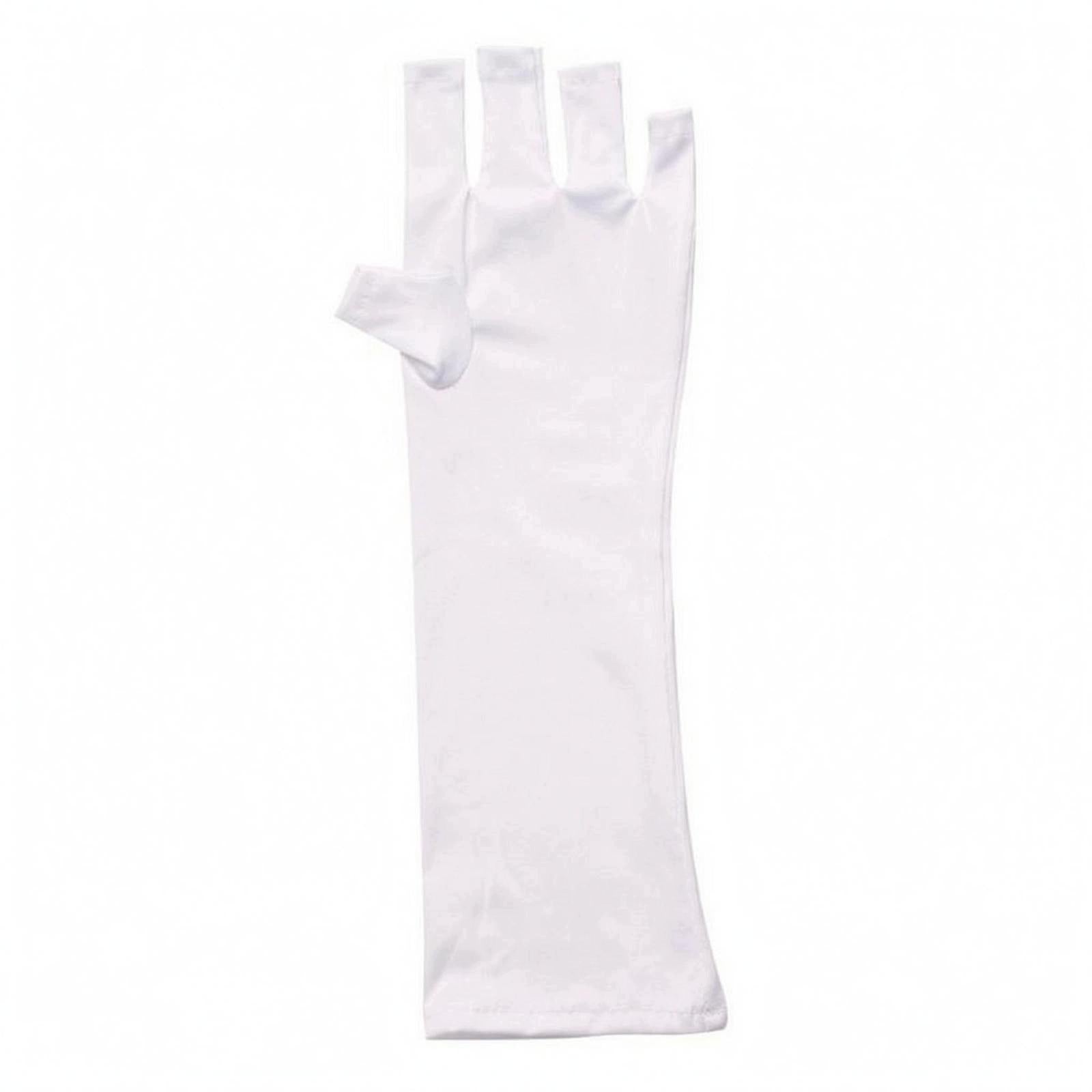 Protection Gloves Polyester Material Fingerless Manicure Long White - Thin