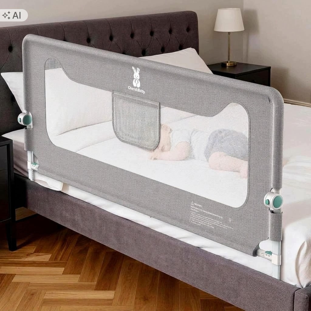 Protective Barrier for Children's Bed 200 cm Grey Adjustable