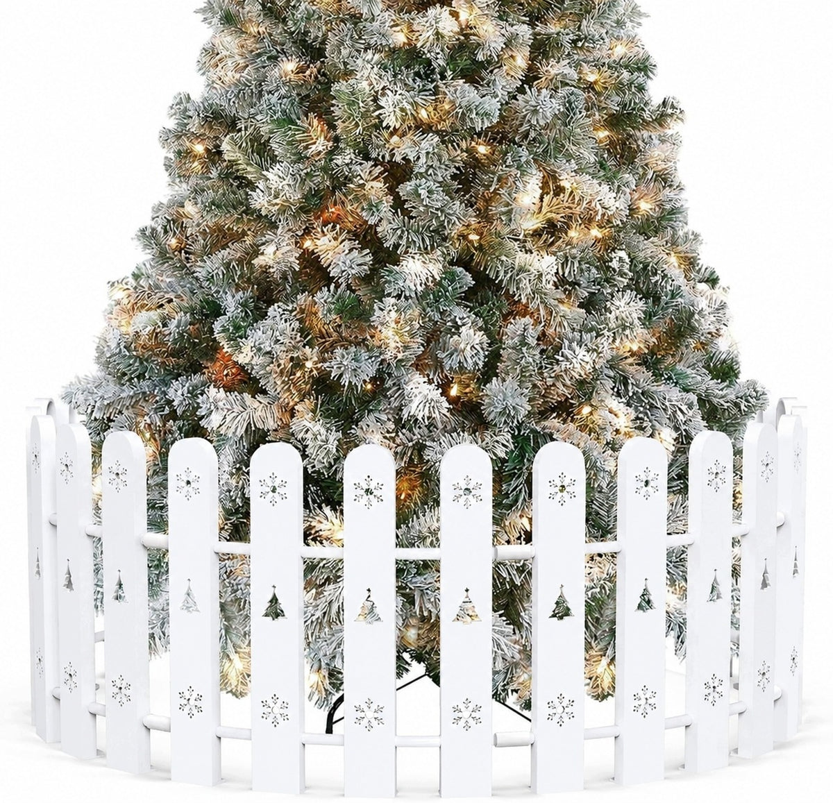 Protective Christmas Tree Fence 28 Panels 42 cm Christmas Tree Cover White