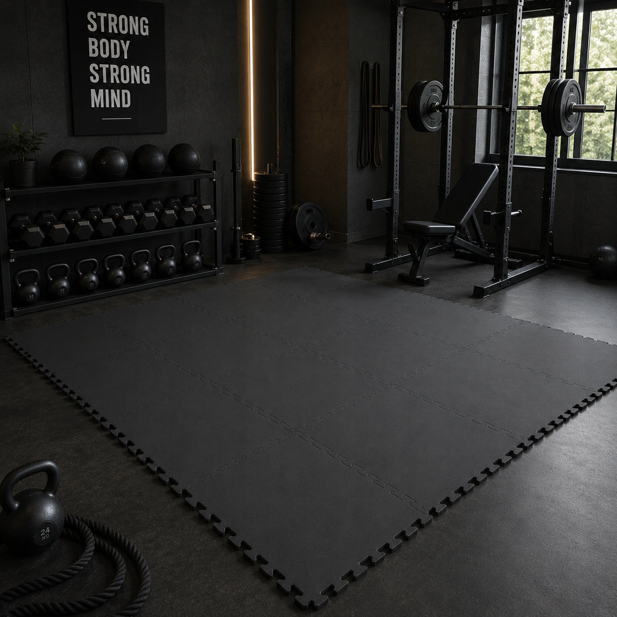 Protective Foam Floor Mat for Gym Under Equipment 6 Pack 60x60 Puzzle Manufacturer code Kontai