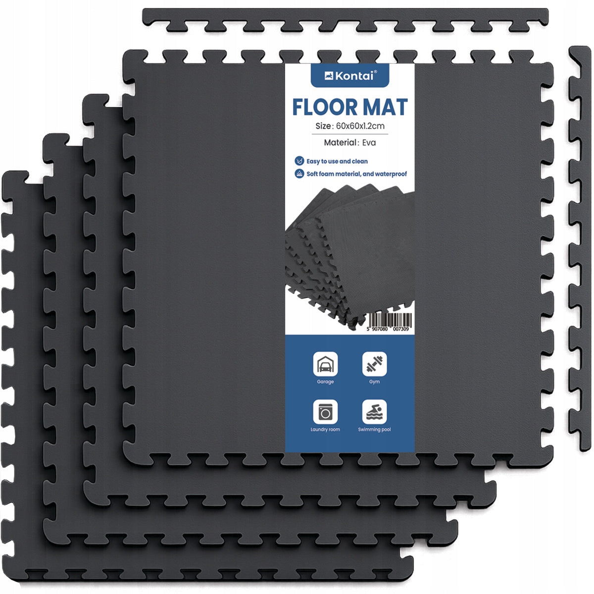Protective Foam Floor Mat for Gym Under Equipment 6 Pack 60x60 Puzzle