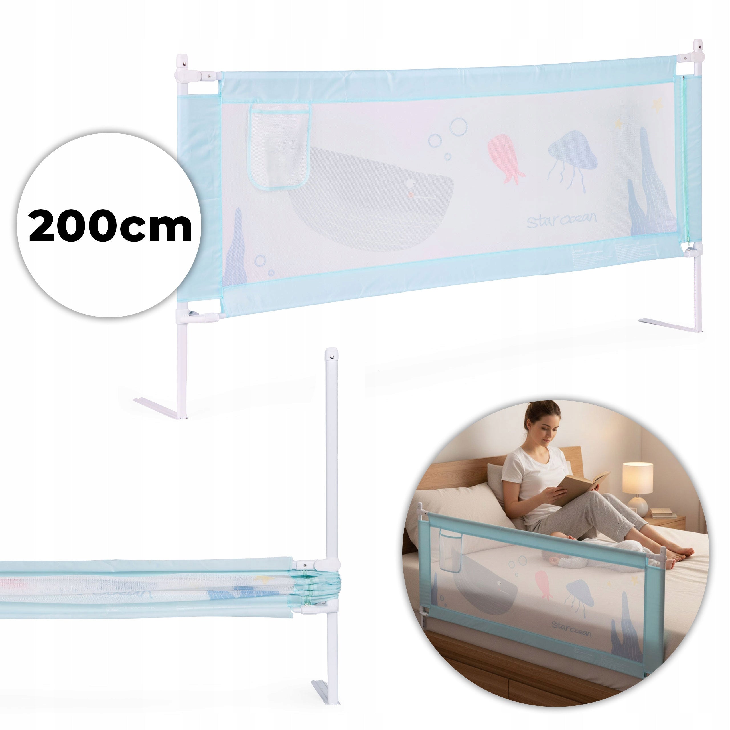 Protective barrier for bed 200 cm child protection cover ECOTOYS